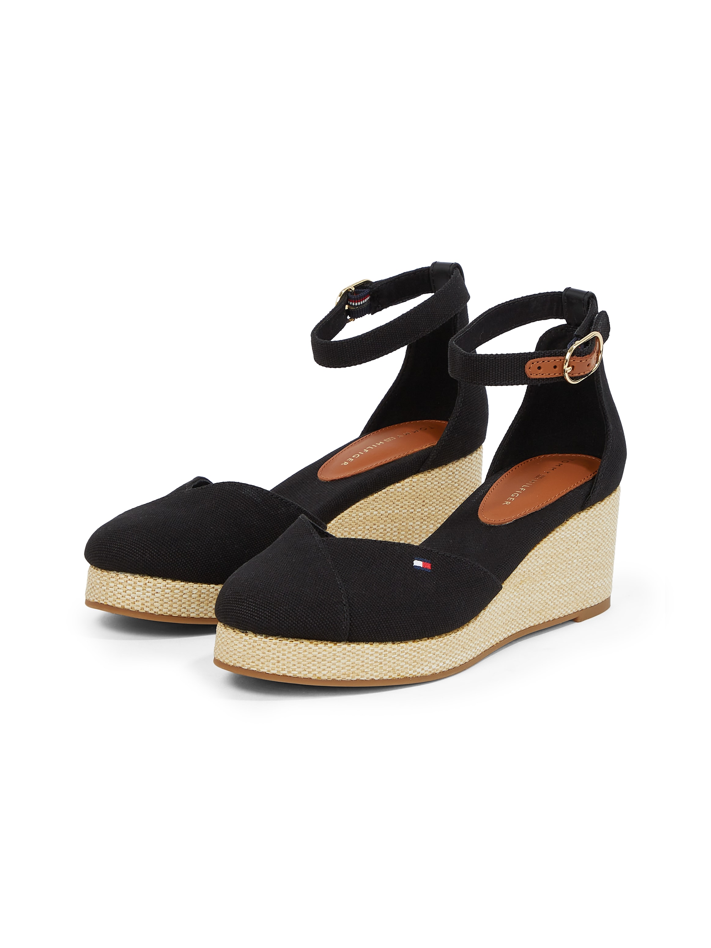 Tommy Hilfiger Keilsandalette »FLAG CLOSED TOE MID WEDGE ESPAD«, Riemchensandale, Sommerschuh mit verstellbarer Schnalle