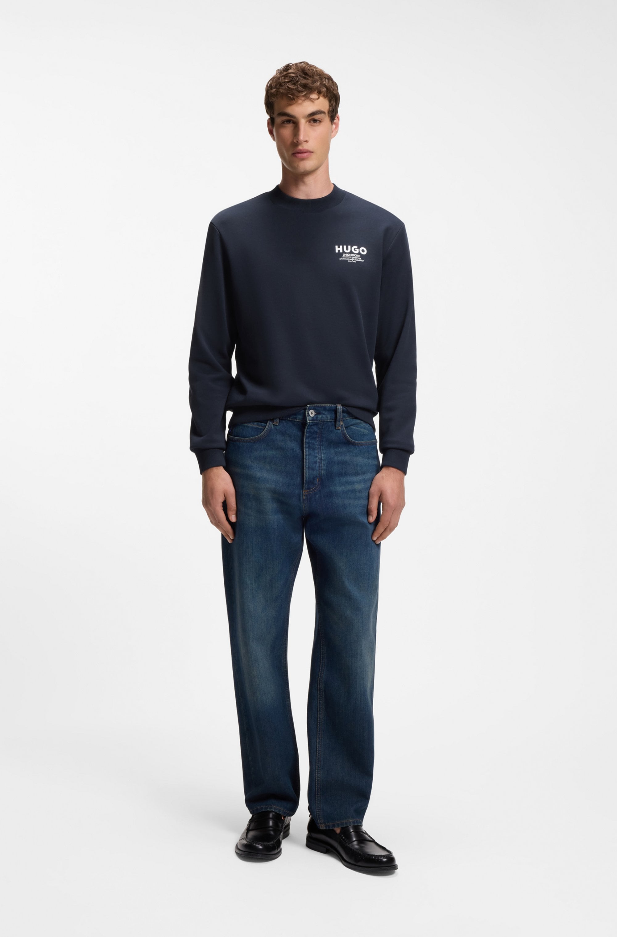 HUGO Sweatshirt »Nespon«, Rundhalsausschnitt, Regular Fit, reine Baumwolle
