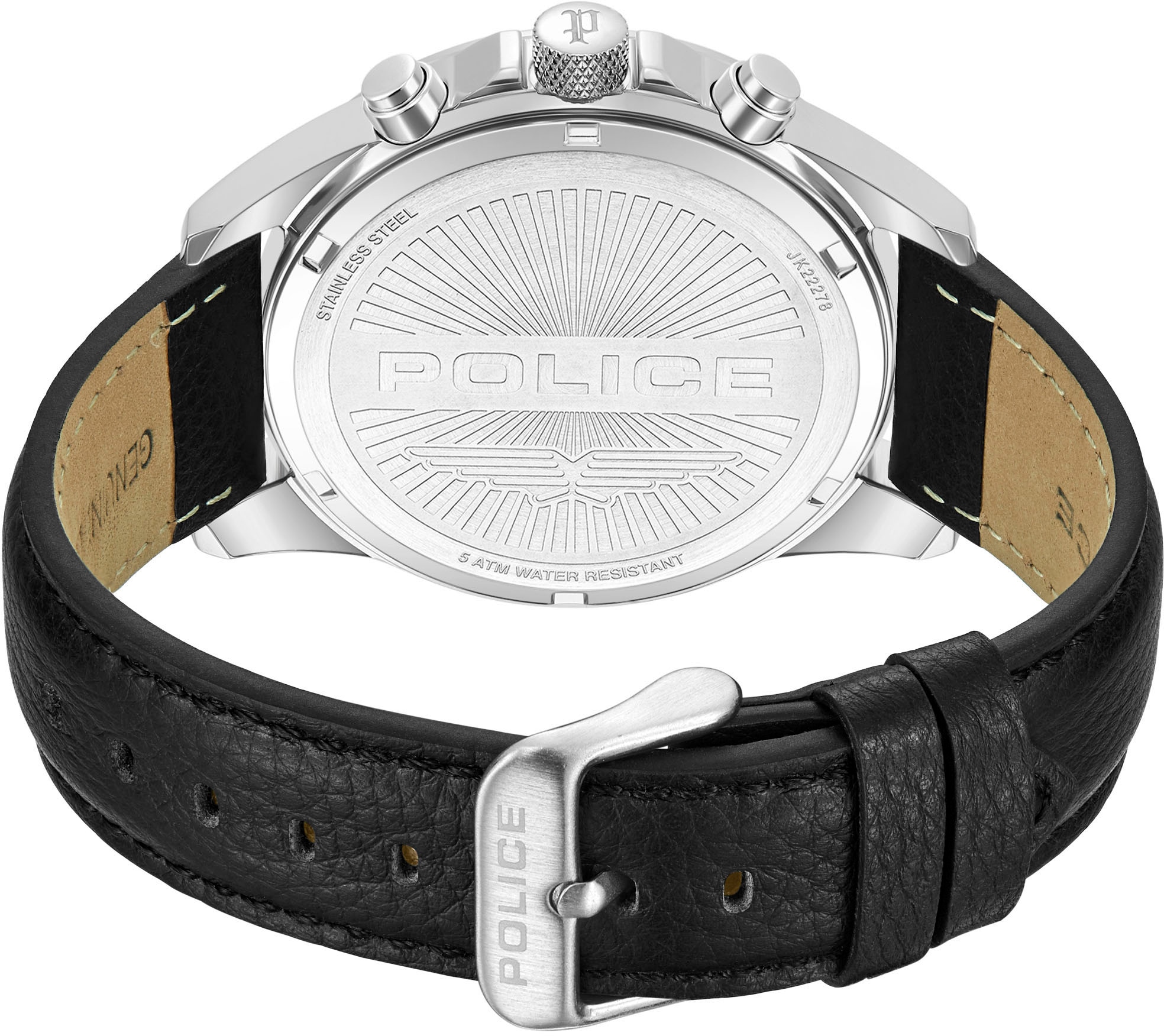 Police Multifunktionsuhr »MALAWI« Quarzuhr, Armbanduhr, Herrenuhr, Lederarmband, analog, Wochentag