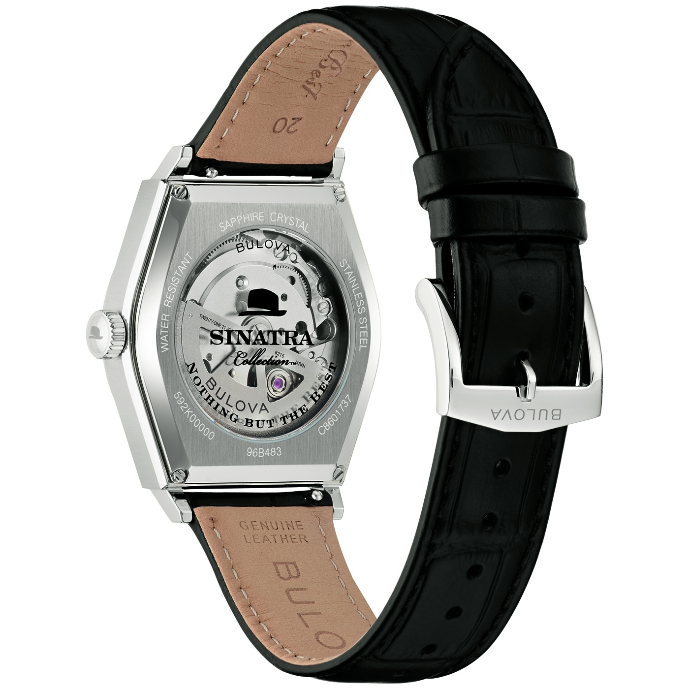 Bulova Mechanische Uhr »Bulova Frank Sinatra« Armbanduhr, Damenuhr, Herrenuhr, Lederarmband, analog, Big Date