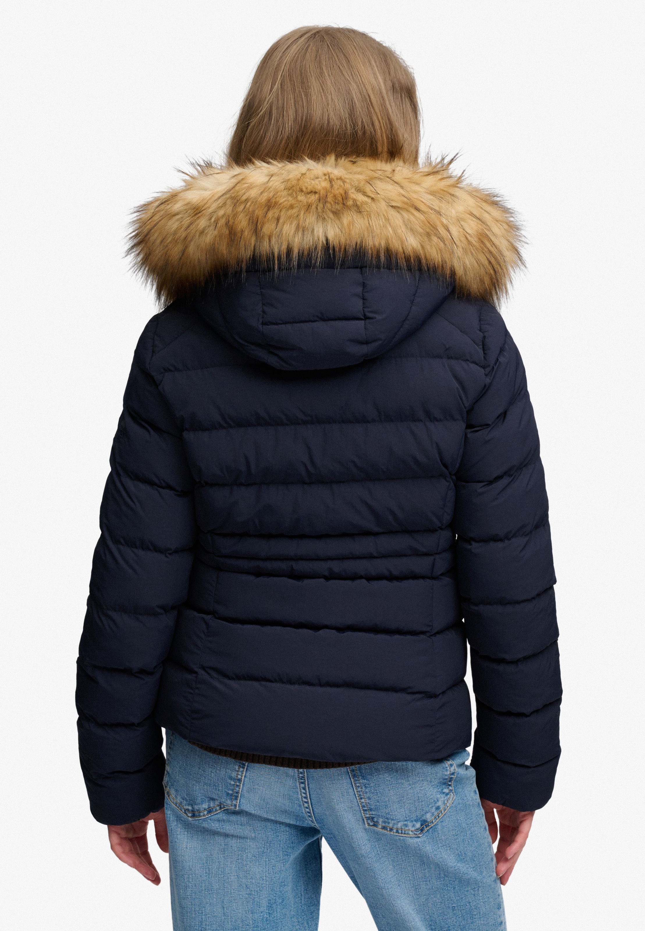 Superdry Steppjacke »HOOD FAUX FUR FUJI PADDED JKT« mit Kapuze Kunstfaser, slim fit