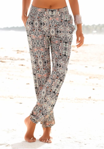 Strandhose, mit Alloverprint und Taschen, Stoffhose, Sommerhose, elastisch