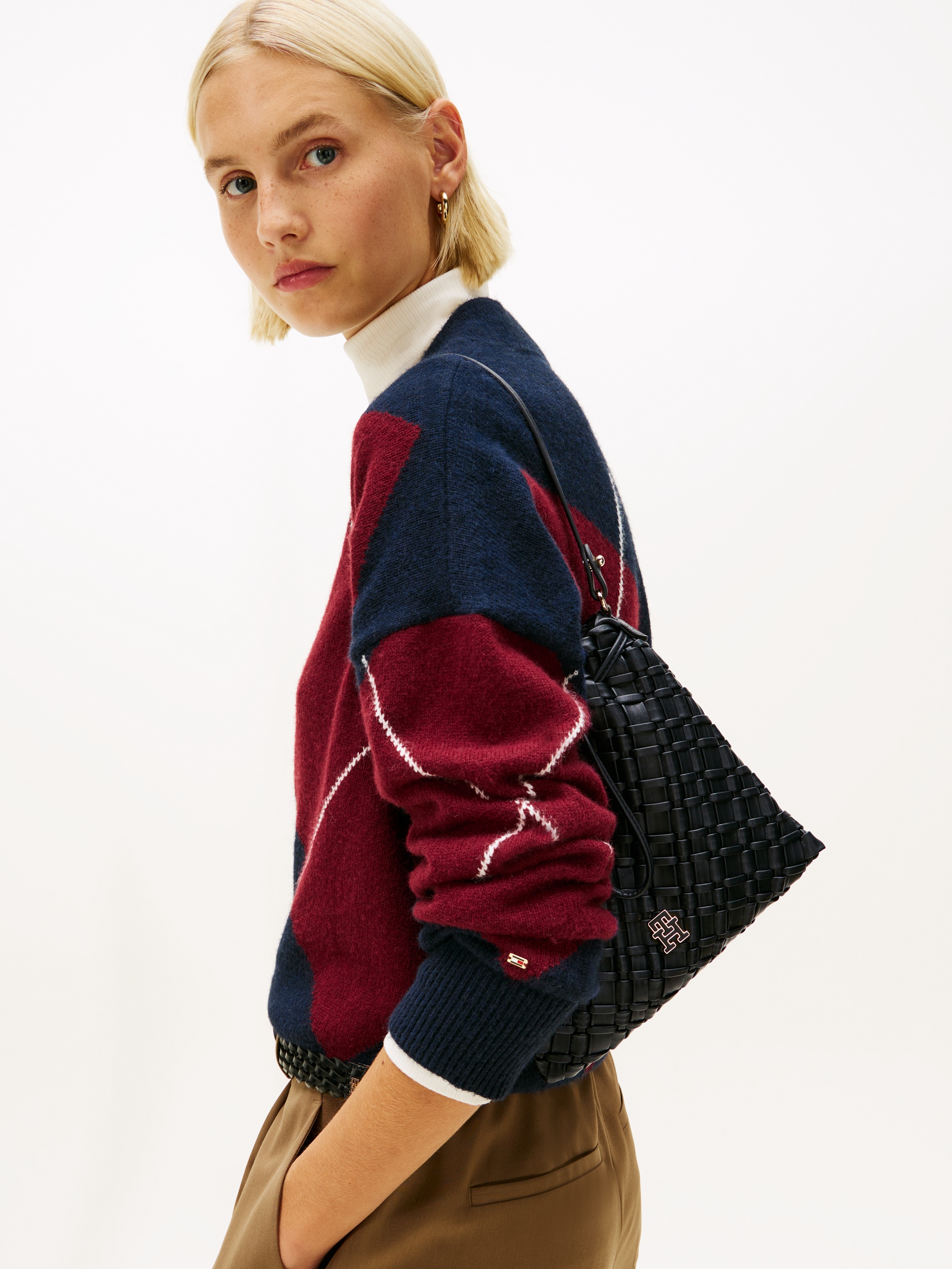 Tommy Hilfiger Schultertasche »TH BRAIDED SHOULDER BAG« , Damen Tragetasche, Umhängetasche, Abendtasche mit TH-Logo