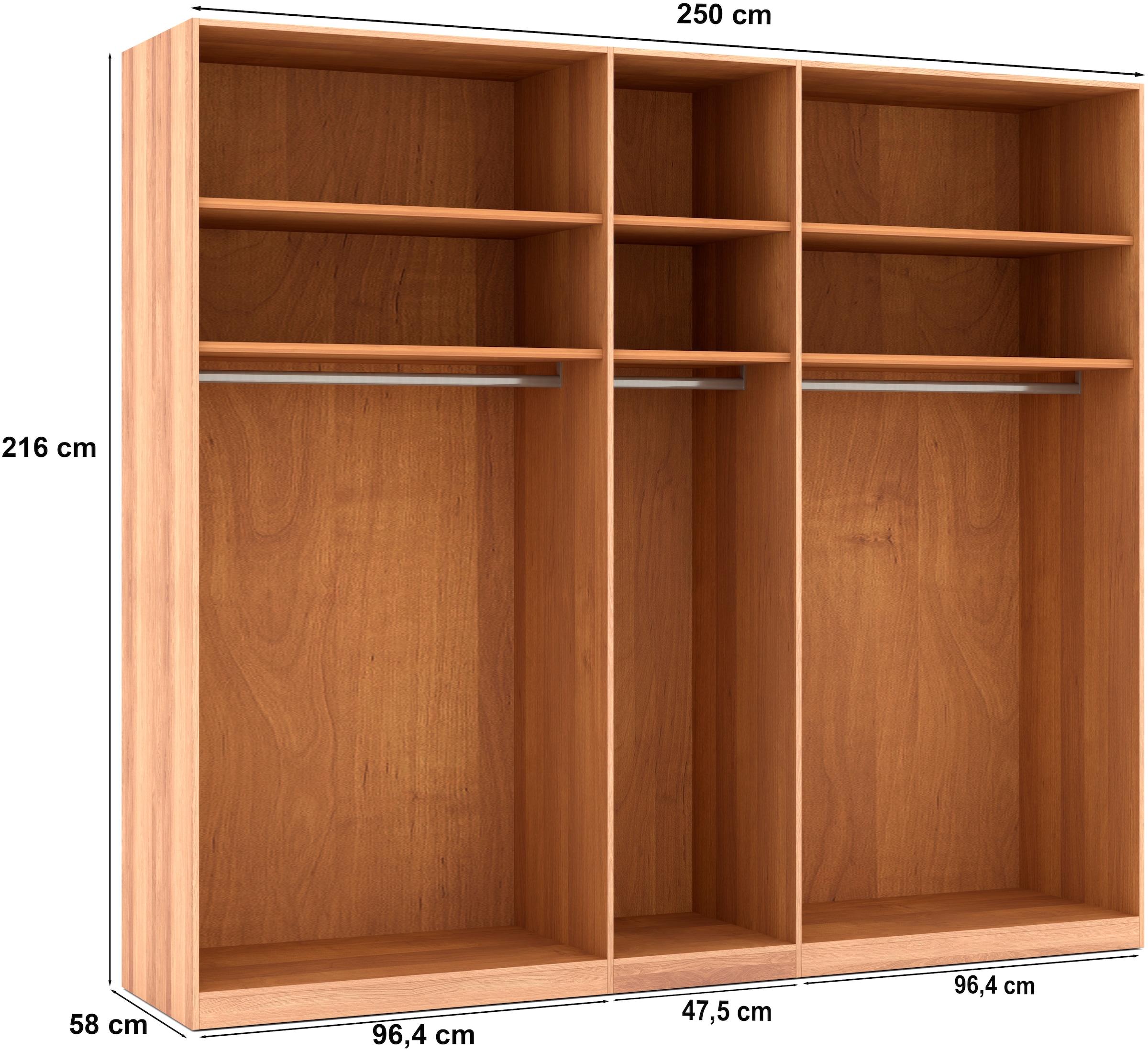 Musterring Drehtürenschrank »Sorrent, Kleiderschrank, teilmassiv Eiche«, (mit Türdämpfern, in 5 Breiten & 2 Höhen, extra Böden, MADE IN GERMANY), Türen in Eiche massiv mit Absetzung in Schiefer, verschiedene Maße