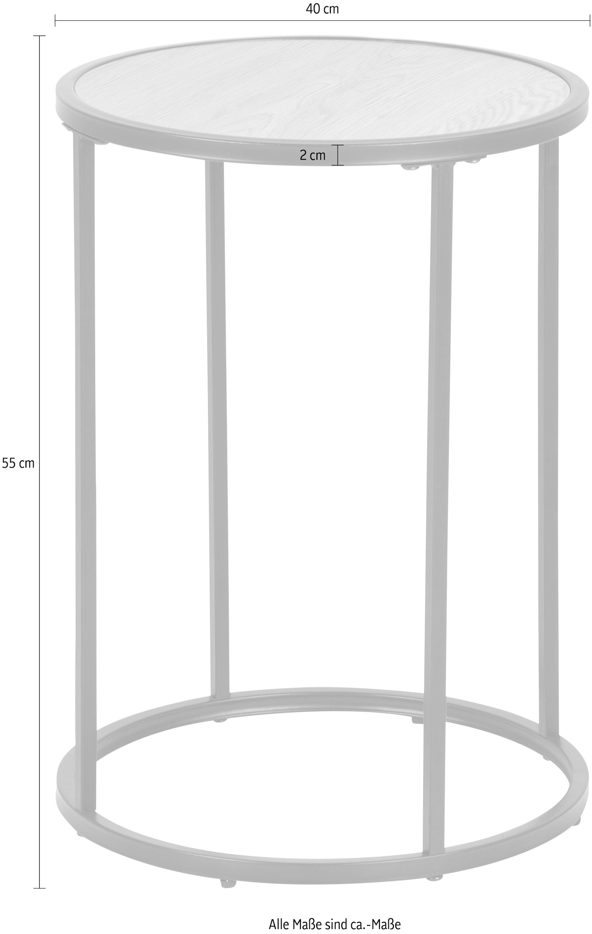 ACTONA GROUP Beistelltisch, Metallgestell im modernen Industrie-Look, rund, T: 40 x H: 55 cm