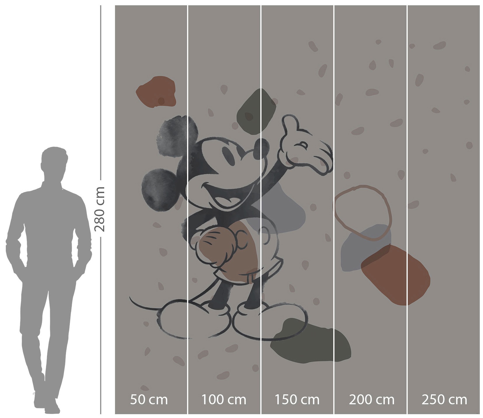 Komar Vliestapete »Digitaldruck Vlies - Mickey Organic Shapes - Größe 250 x 280 cm«, bedruckt, Kinderzimmer