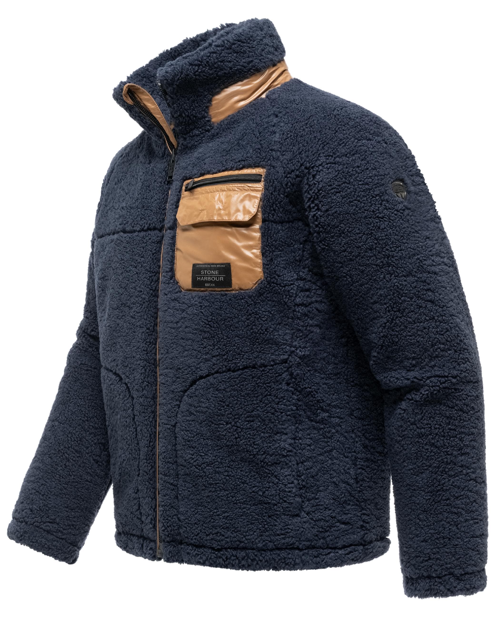 Stone Harbour Plüschjacke »Plüschjacke Sorees XX« ohne Kapuze Warme Herren Winterjacke aus weichem Teddy-Fleece