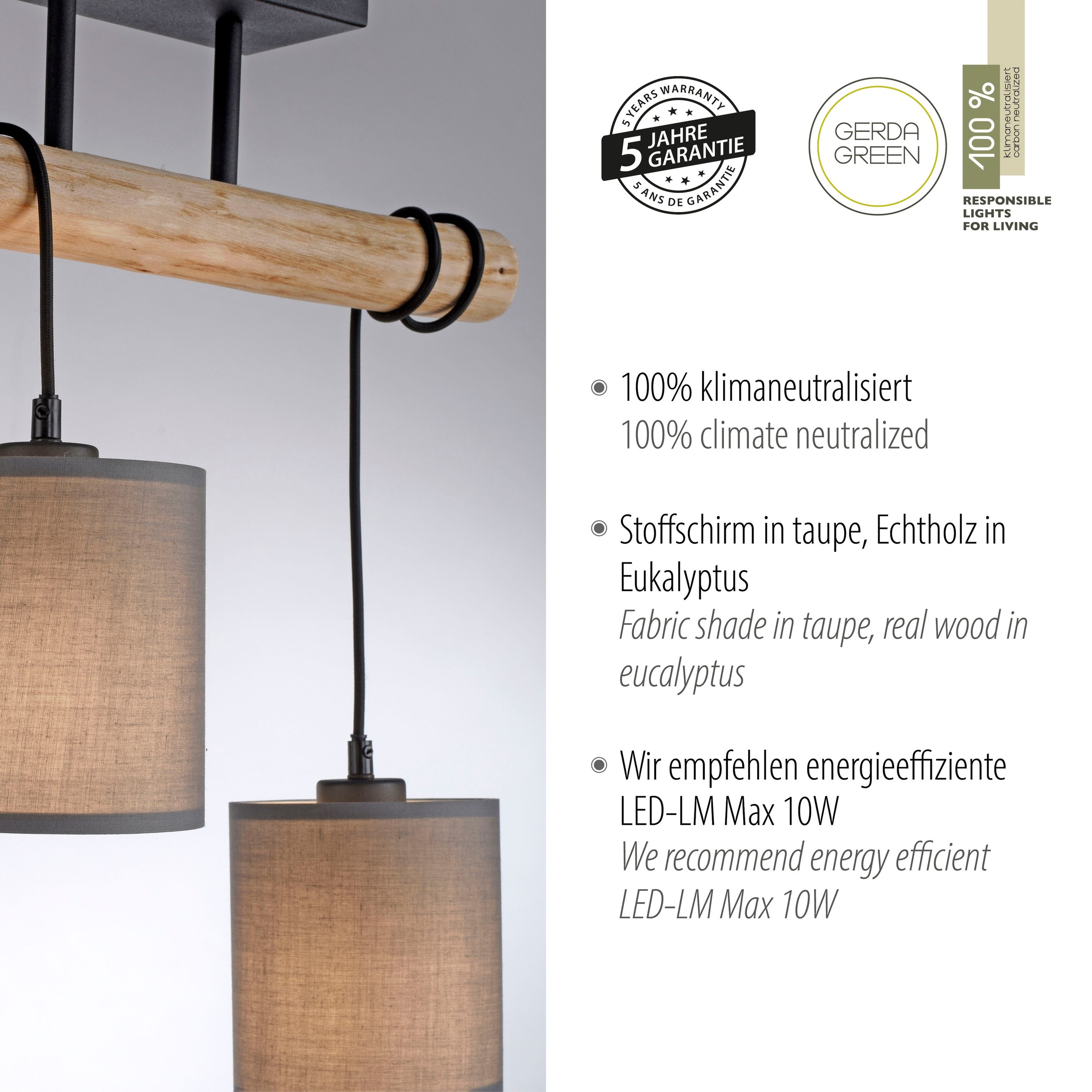 JUST LIGHT Deckenleuchte »GREEN TRIB« E27 1 Stk.