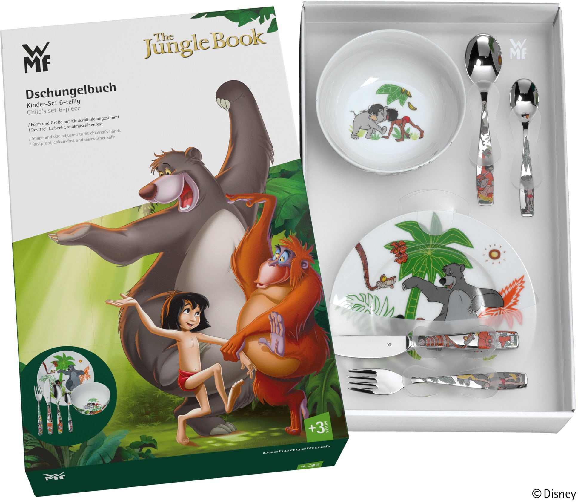 WMF Kindergeschirr-Set »Dschungelbuch«, (Set, 6 tlg.), Geschirr mit buntem Kindermotiv, 6 Teile, für 1 Person