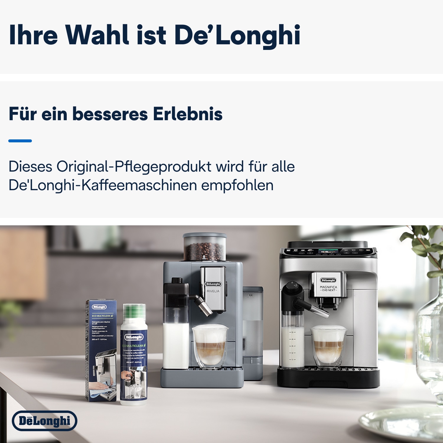 De'Longhi Milchkreislauf-Reiniger »DLSC550 Eco MultiClean« Auch für Außenflächen & abnehmbare Teile ihrer Kaffeemaschine geeignet