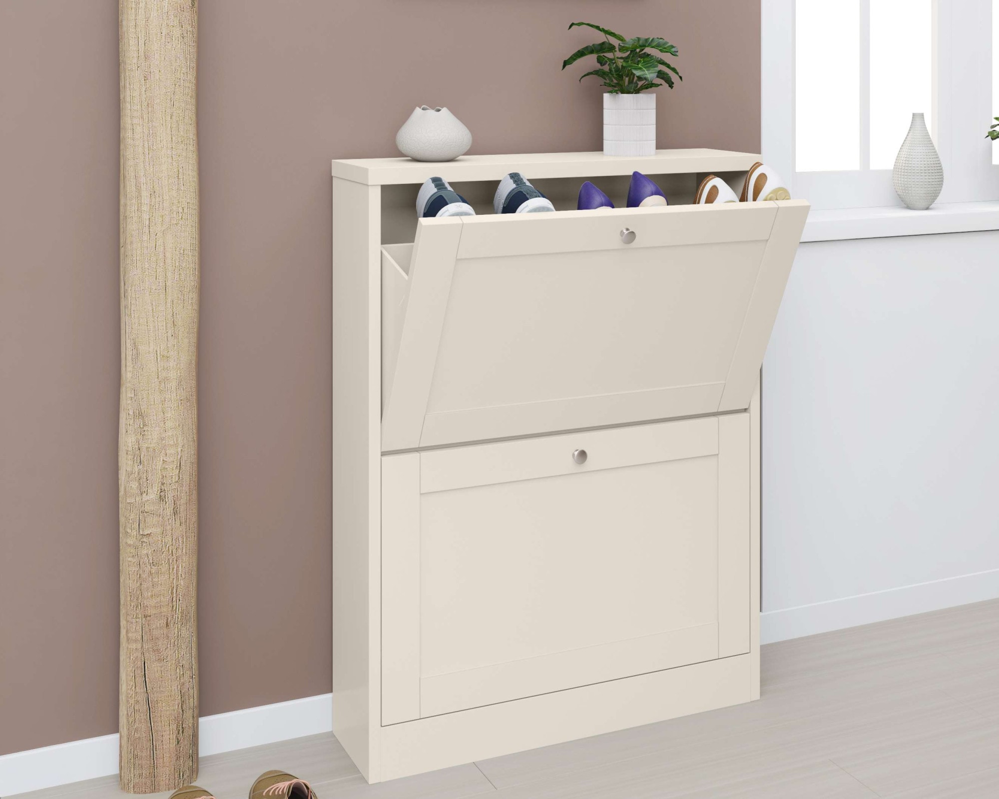 OTTO home Schuhschrank »Heide« Breite 70 cm, mit 2 Klappen und Facettenfront