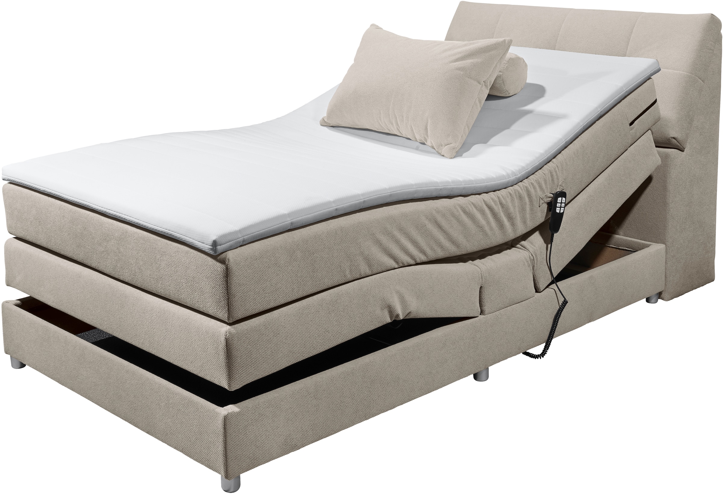ED EXCITING DESIGN Boxspringbett »Toulouse«, inkl. Motor, inkl. Stauraum im Kopfteil