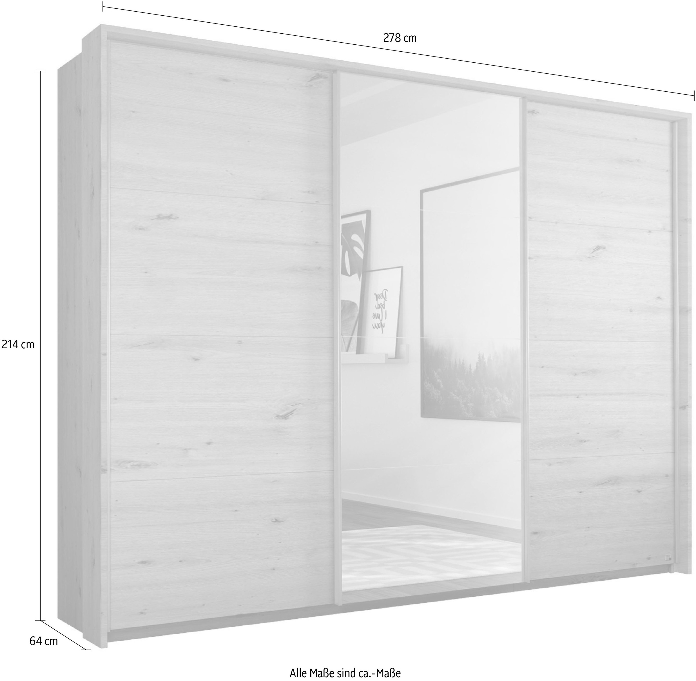 rauch Schwebetürenschrank »Kleiderschrank Schrank Garderobe CORTONA mit Passepartout«, und optionaler Beleuchtung inkl. Inneneinteilung 2 Boxen und Böden