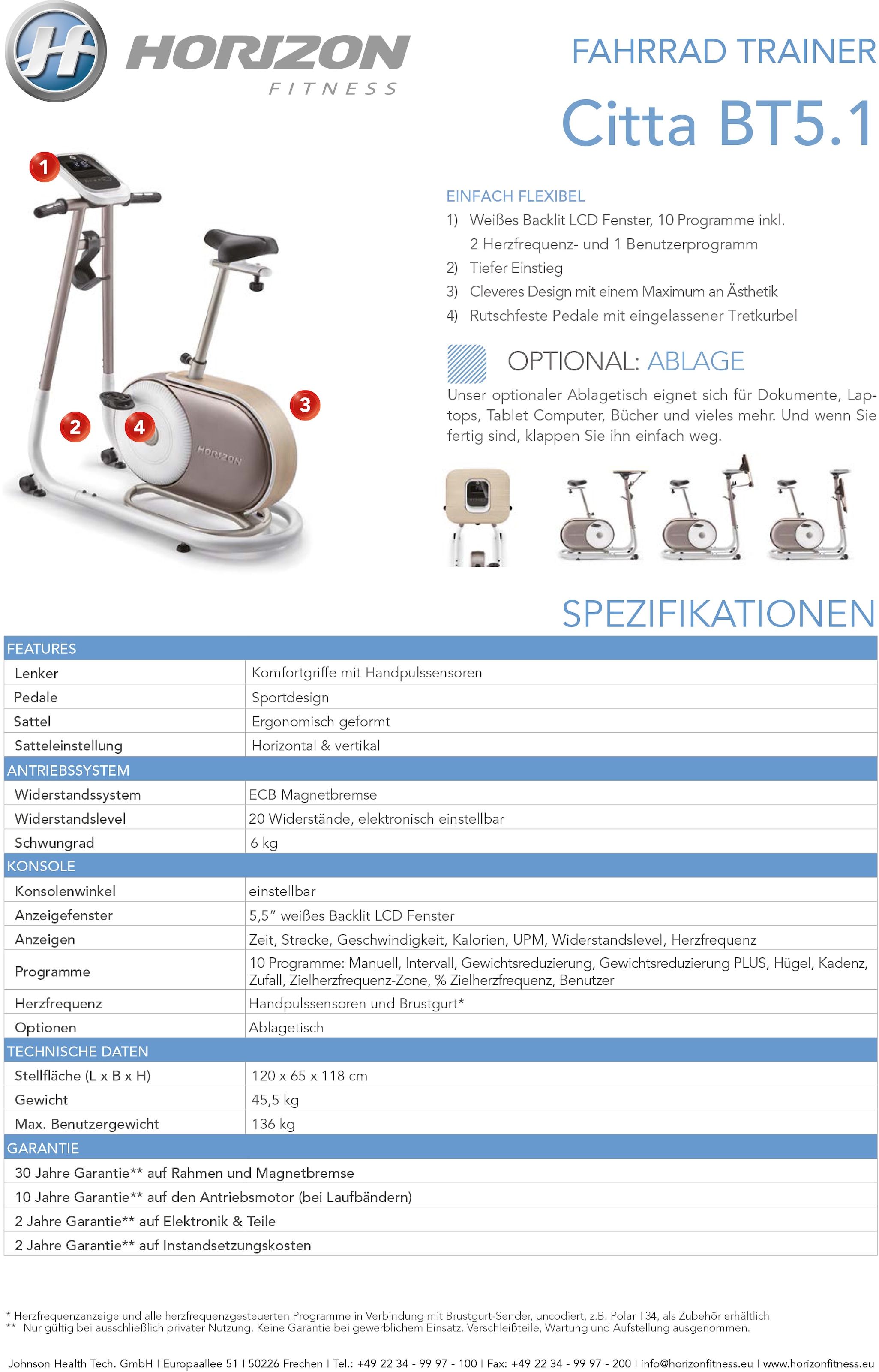 Horizon Fitness Heimtrainer »Citta BT5.1« bestellen bei OTTO