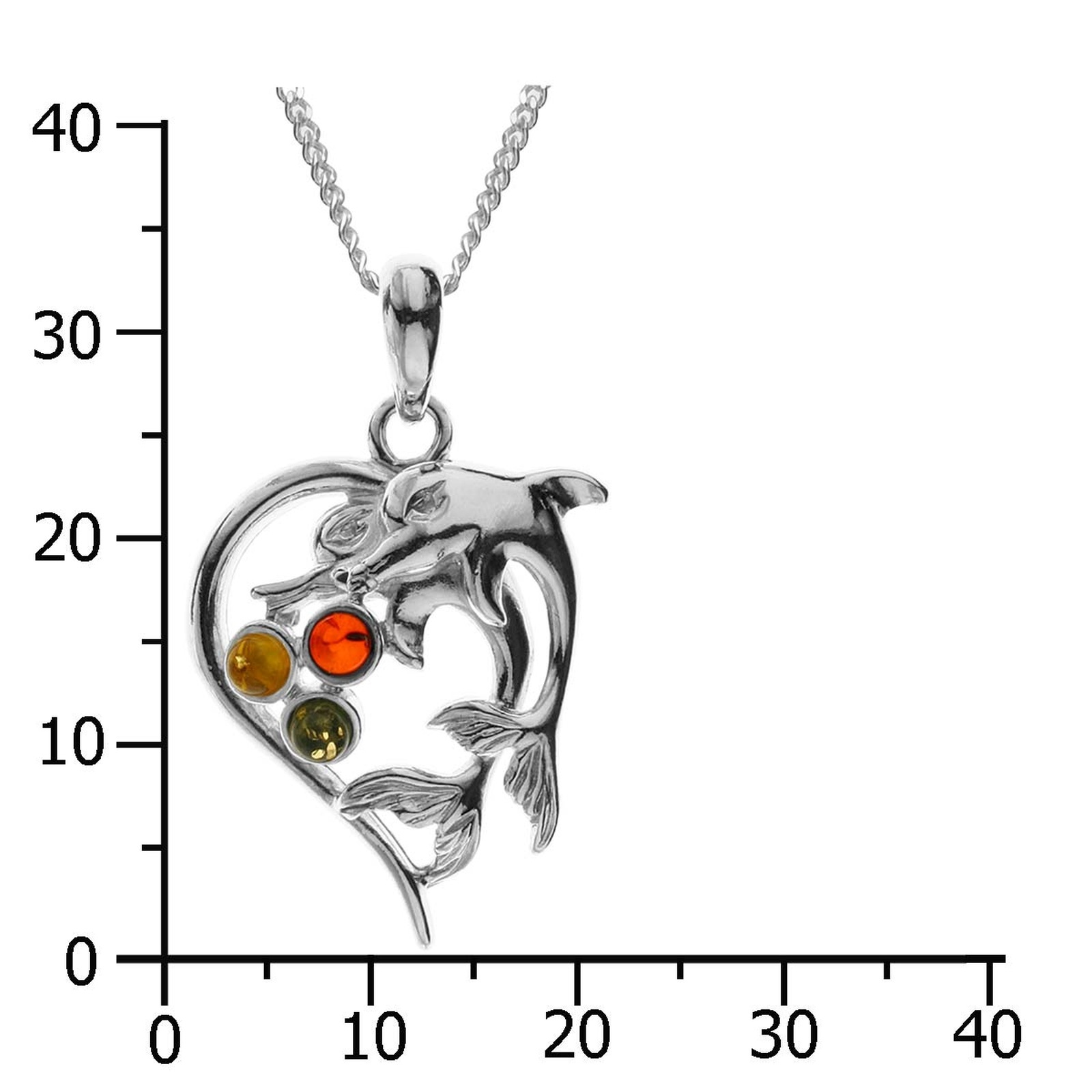 OSTSEE-SCHMUCK Kette mit Anhänger »- Delphinpaar - Silber 925/000 - Bernstein«