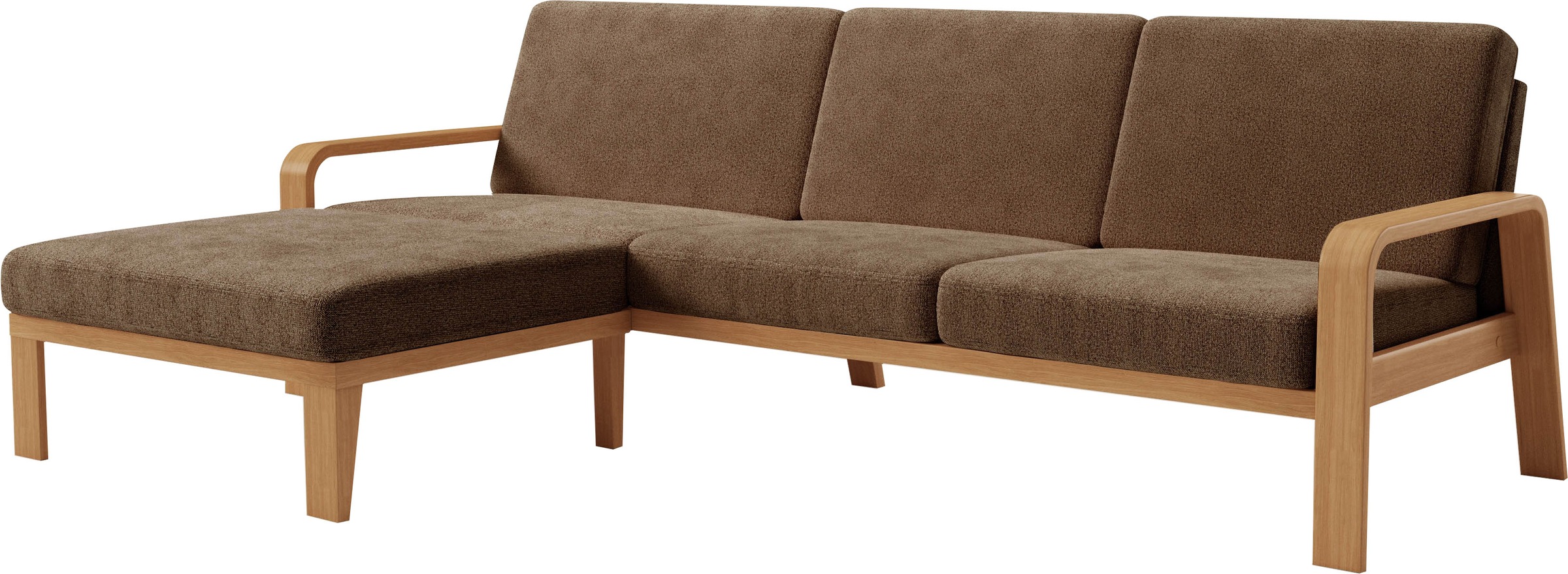 sit&more Ecksofa »Kolding L-Form«, Armlehnen aus eichefarbigem Buchenholz, verschiedene Bezüge und Farben
