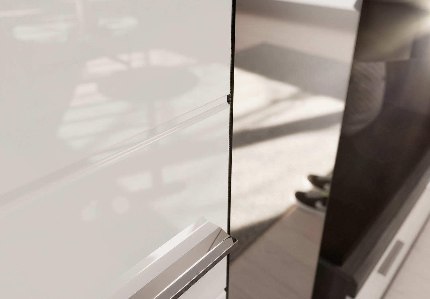 INOSIGN Garderobenschrank »Siena, Höhe 197cm, 2 Türen, 4 Einlegeböden, ausziehbare Kleiderstange«, Front-Rillenfräsung, Stauraumschrank, Flurschrank, Dielenschrank