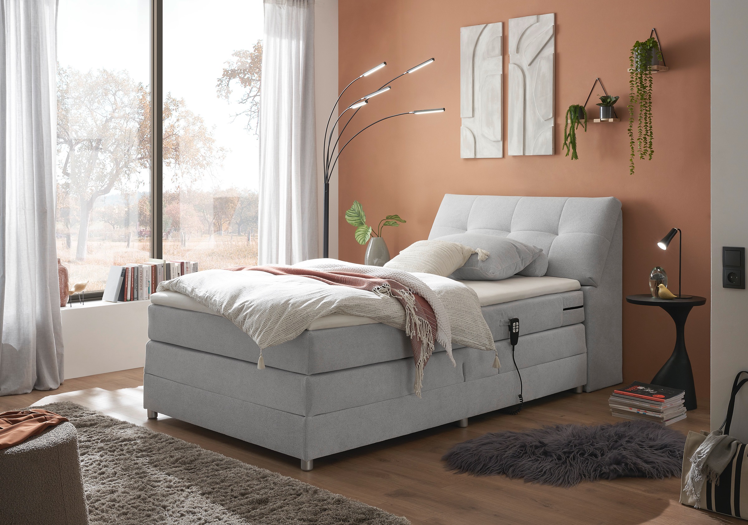 ED EXCITING DESIGN Boxspringbett »Toulouse«, inkl. Motor, inkl. Stauraum im Kopfteil