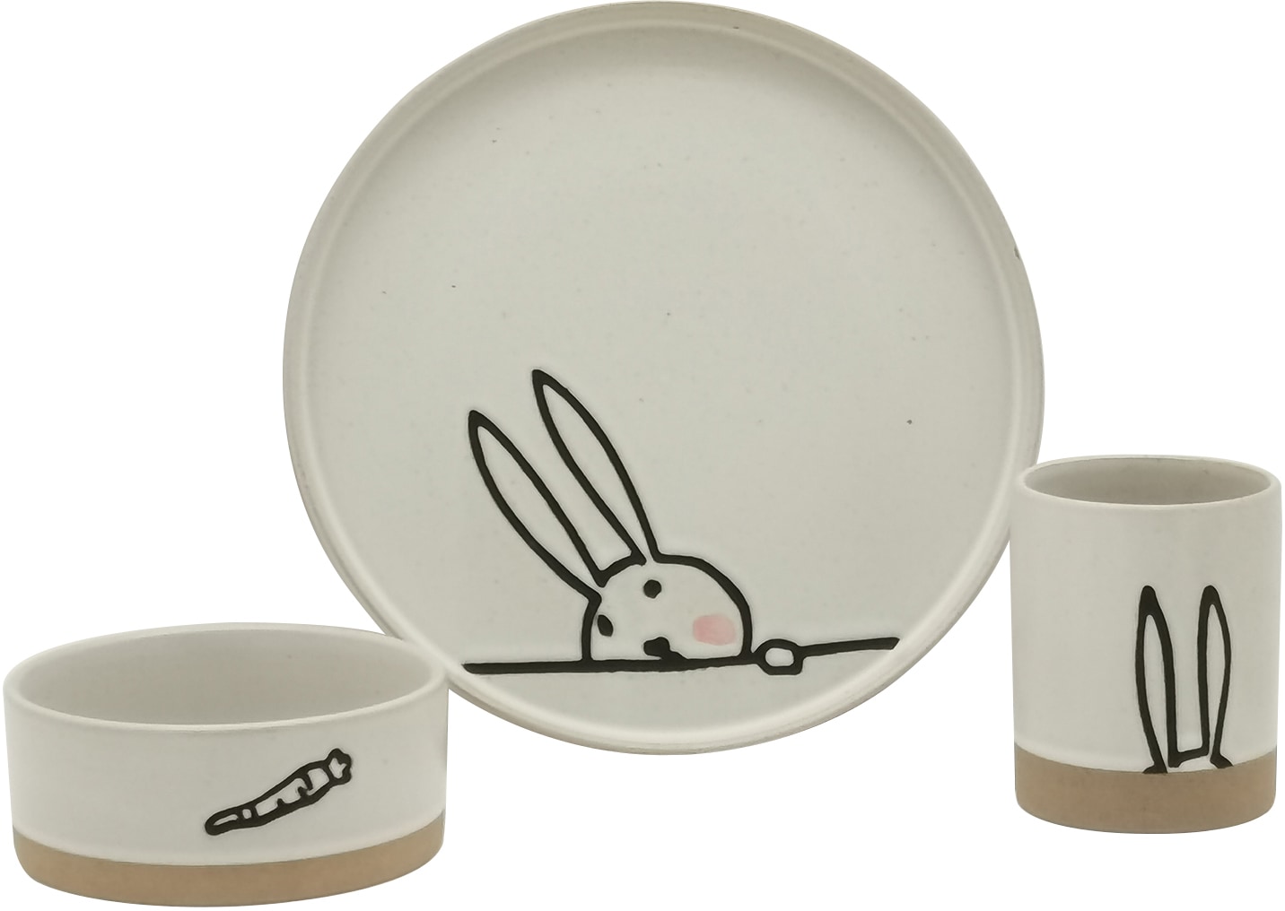 Lüttenhütt Kindergeschirr-Set »Hanke«, (Set, 3 tlg.), Bunny-Dekor, 3 Teile, für 1 Person