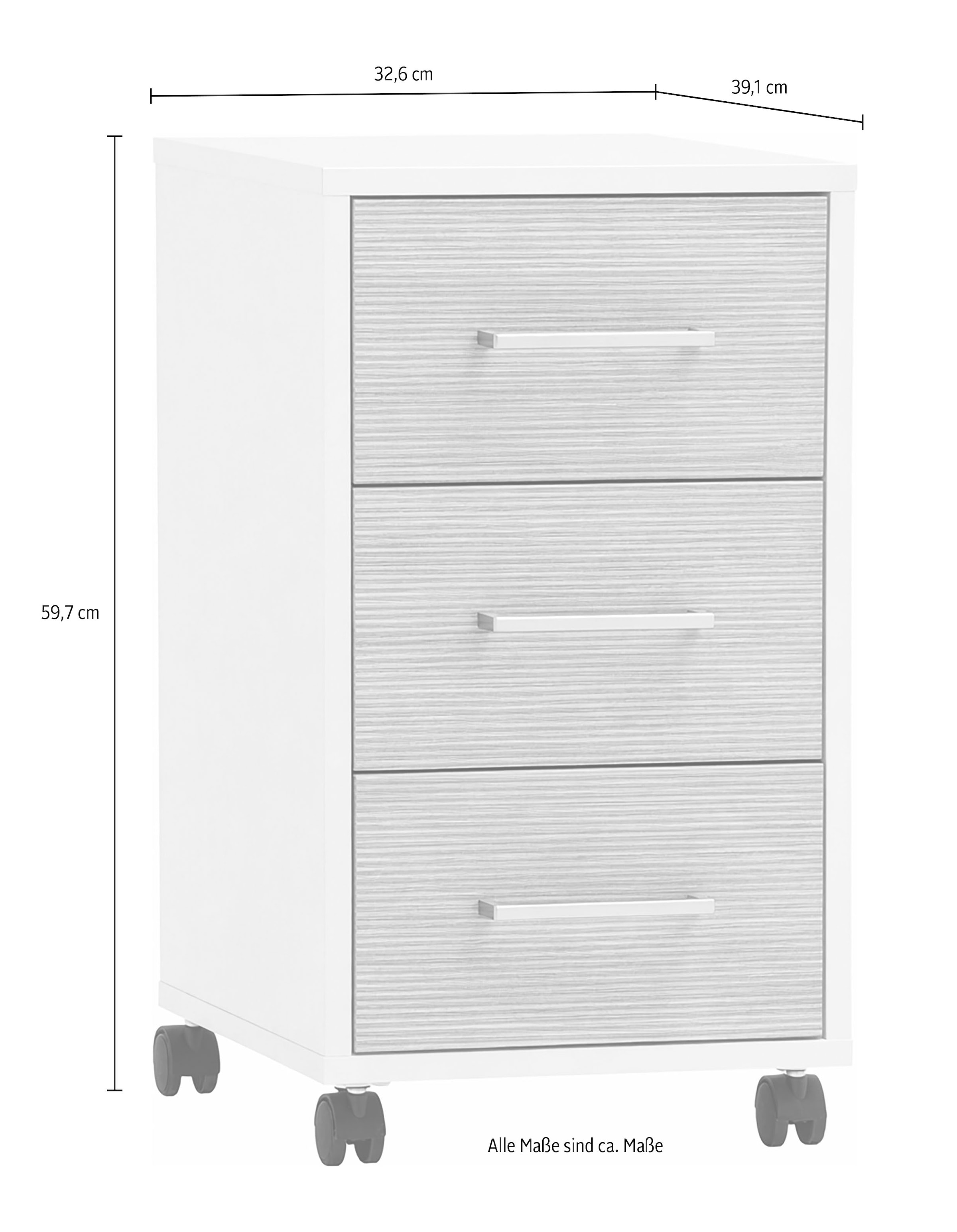 Schildmeyer Rollcontainer »METZ, 3 Schubkästen, fühlbare Holzstruktur, MADE IN GERMANY« 1 Stk. tlg. Canello Dekor mit fühlbarer Holzstruktur, Made in Germany