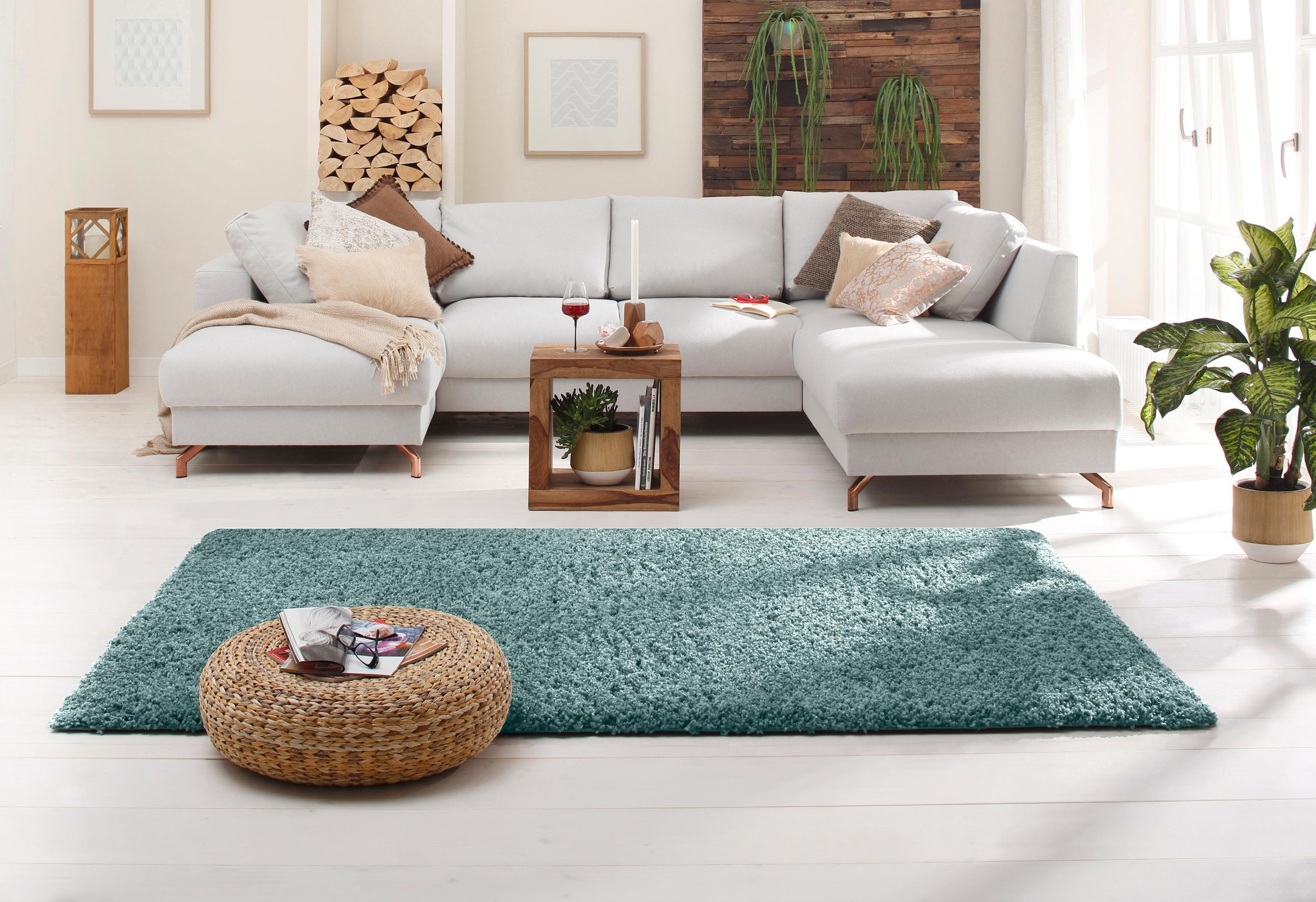 Home affaire Hochflor-Teppich »Viva«, rechteckig, 45 mm Höhe, Uni Farben, einfarbig, besonders weich und kuschelig