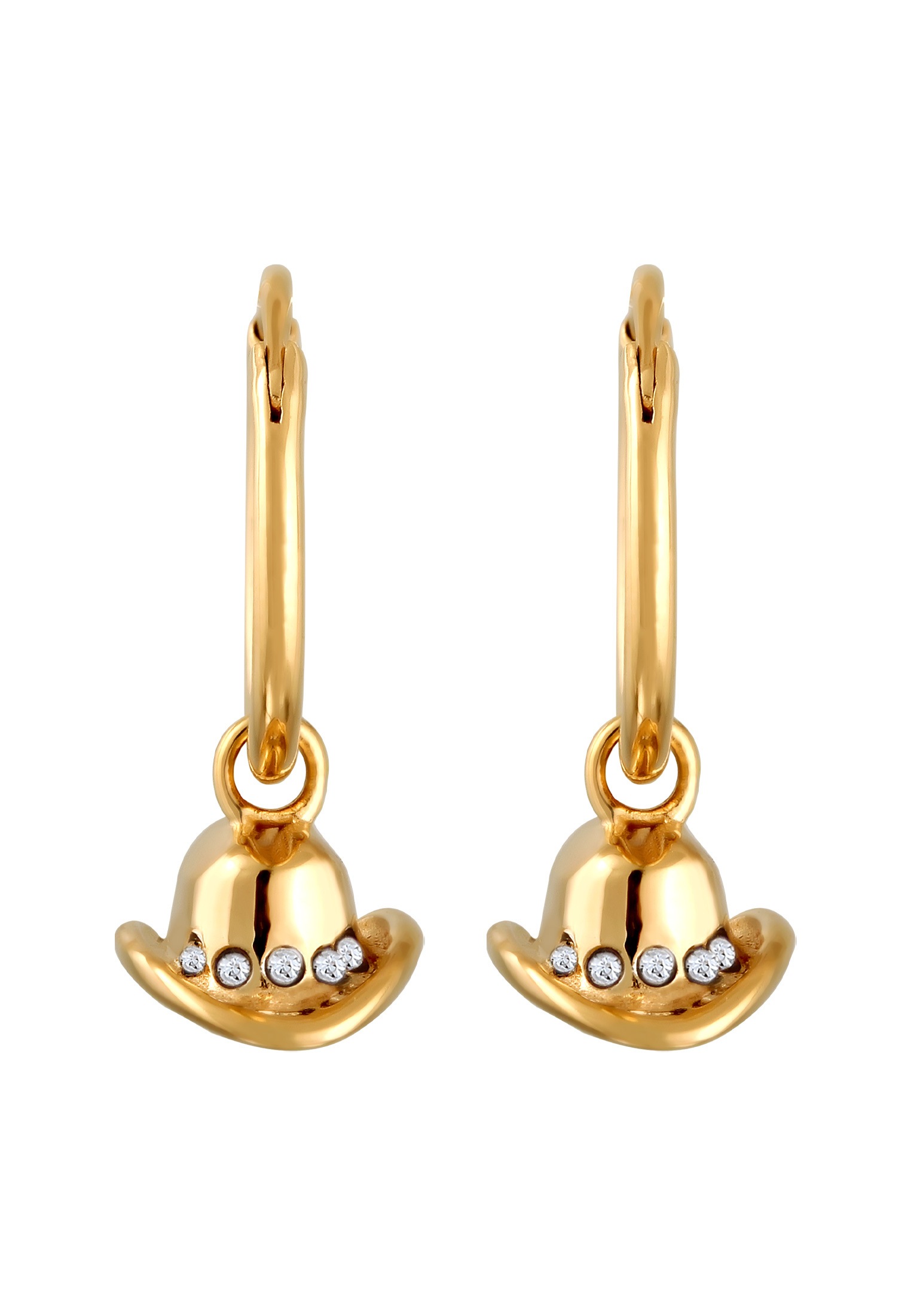 Elli Paar Creolen »Ohrringe Creolen Cowboy Hut Glas Kristalle 925 Sterling Silber«