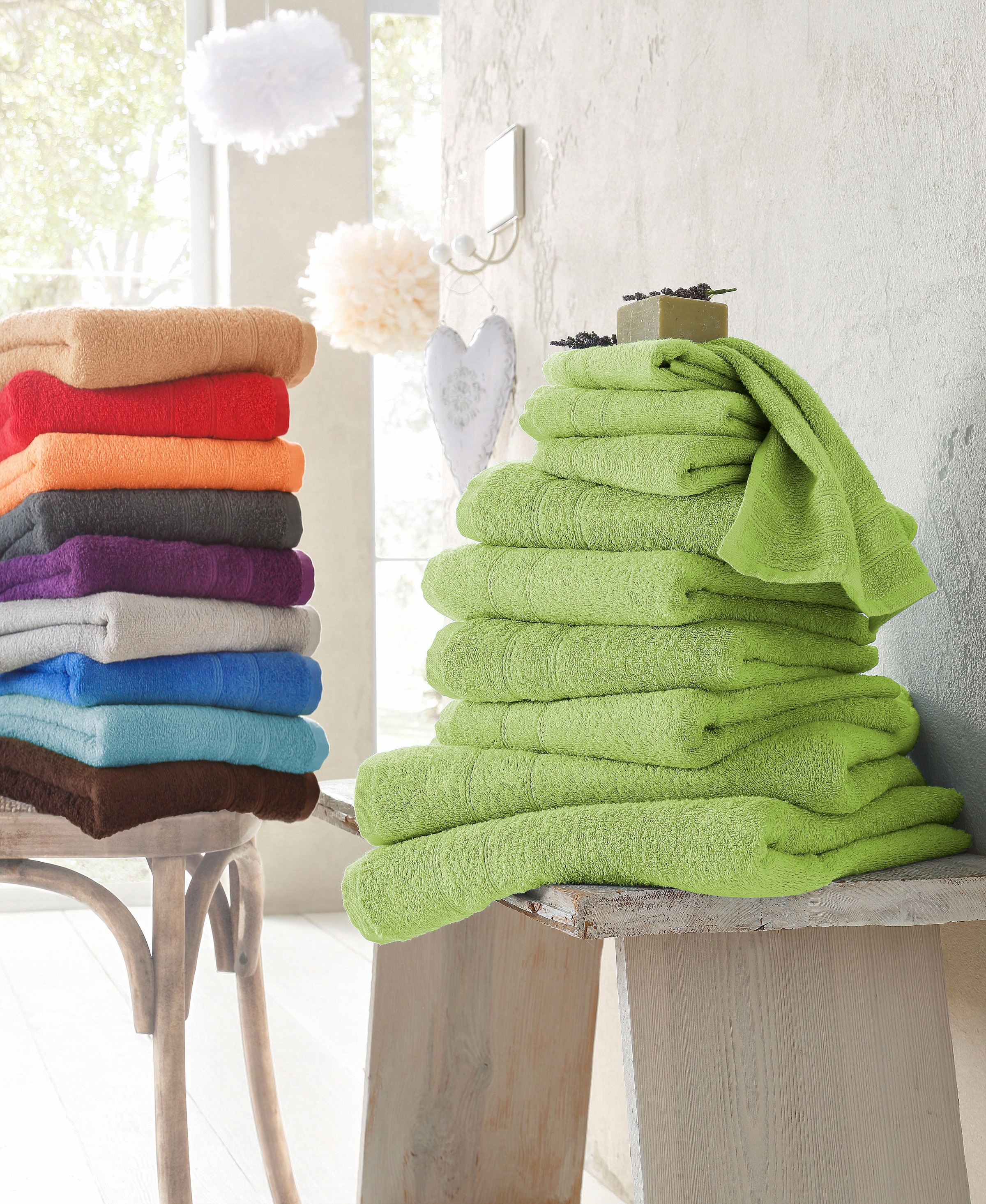 my home Handtuch Set »Inga«, 10 kaufen 100% bei Walkfrottee, Baumwolle Set, aus Handtuchset feiner tlg., Bordüre, mit OTTO Handtücher