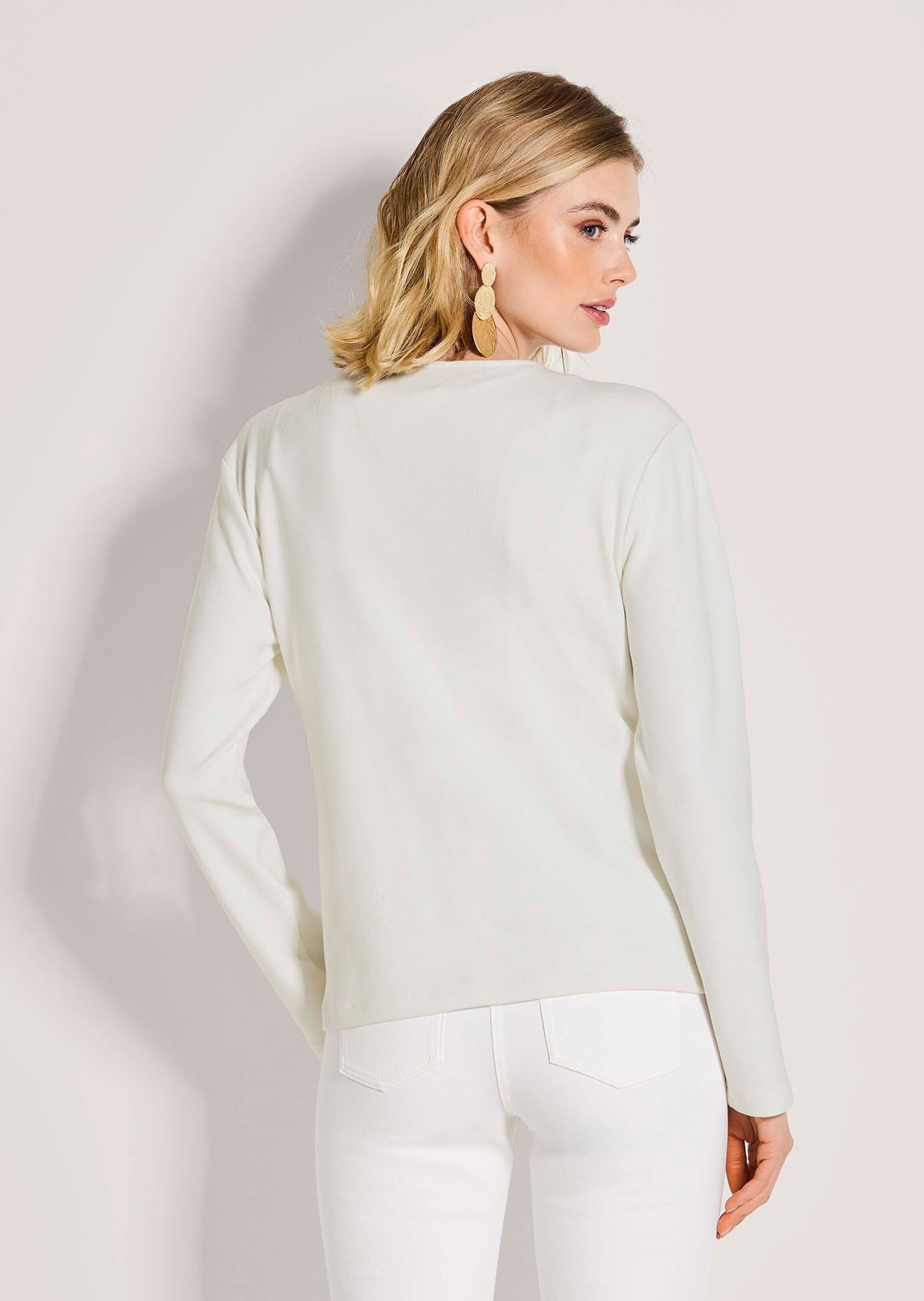 MADELEINE Langarmshirt »Shirtjacke Elegante Viskosejacke mit Reißverschluss« Durchgehender Reißverschluss