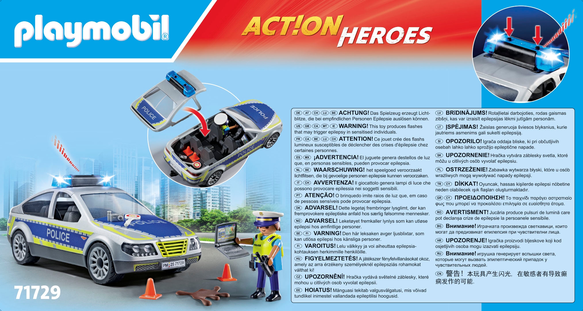 Playmobil® Konstruktions-Spielset »Polizei Streifenwagen (71729), Playmobil Action Heroes«, (24 St.)