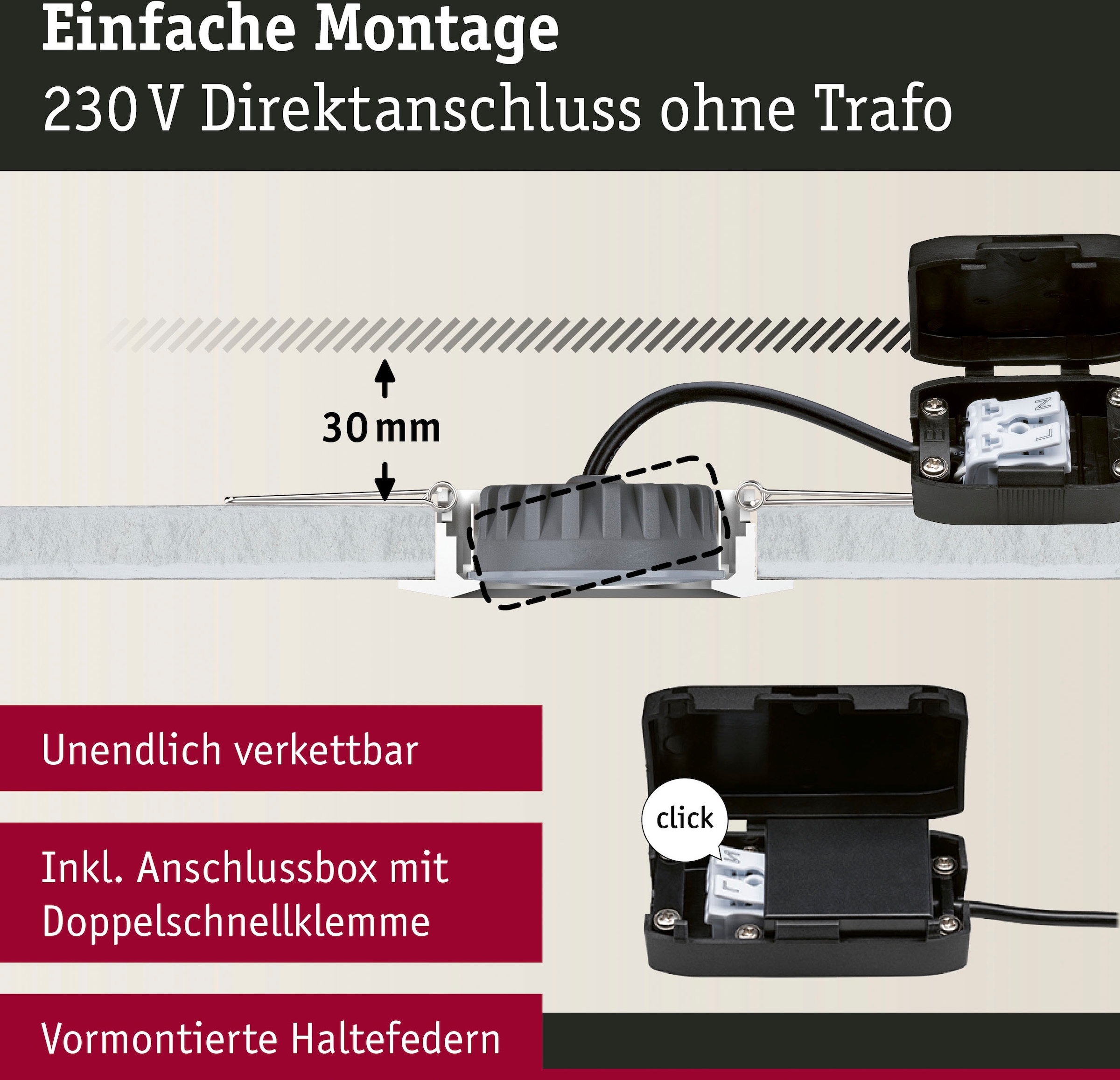 Paulmann LED Einbauleuchte »Nova Plus 1x6W 470lm 2700K Schwarz matt/Alu«, 1 flammig