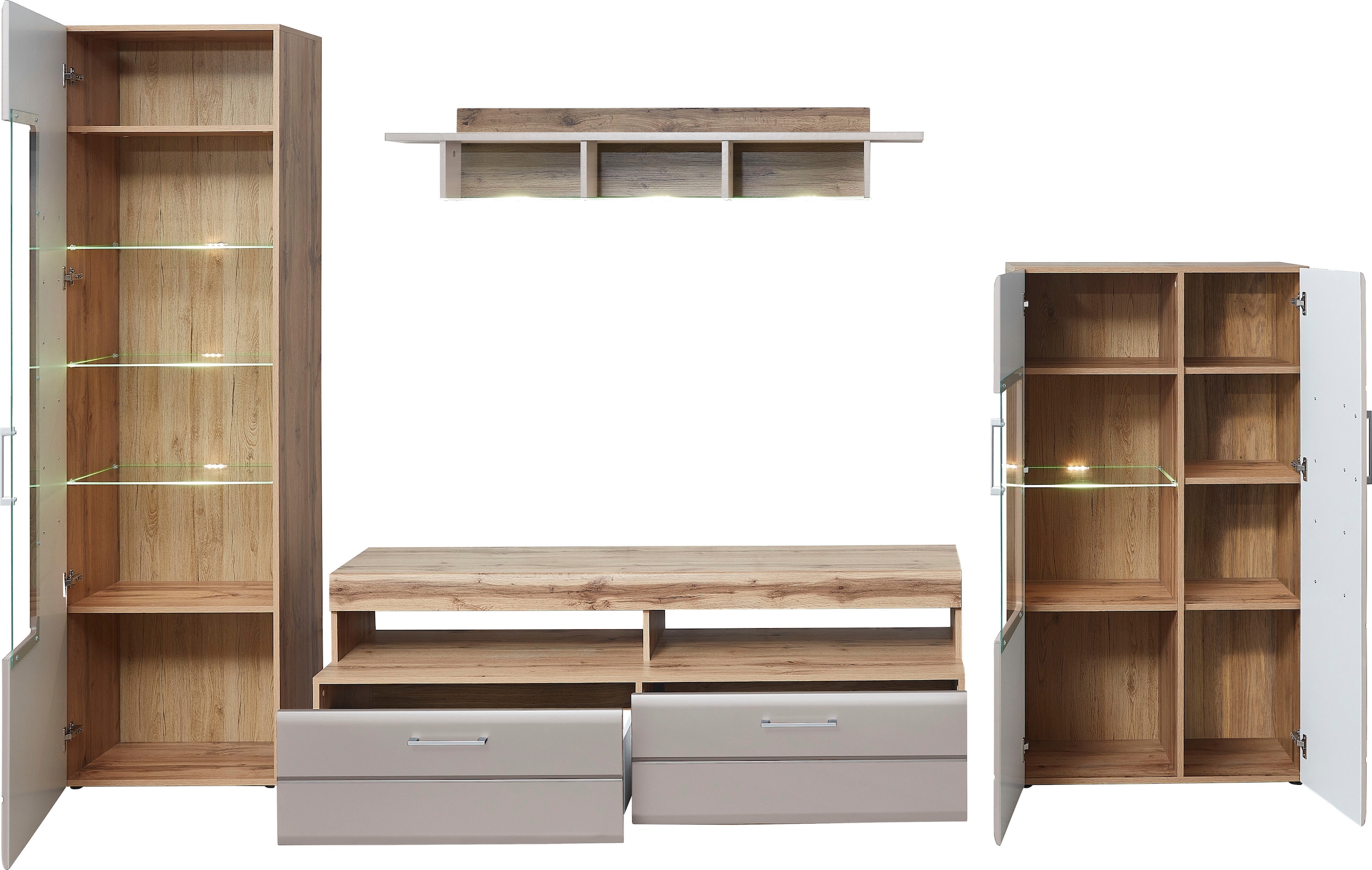 Innostyle Wohnwand »Wohnwand SINFONIE, 340/209/52 cm BxHxT« 4 Stk. tlg.