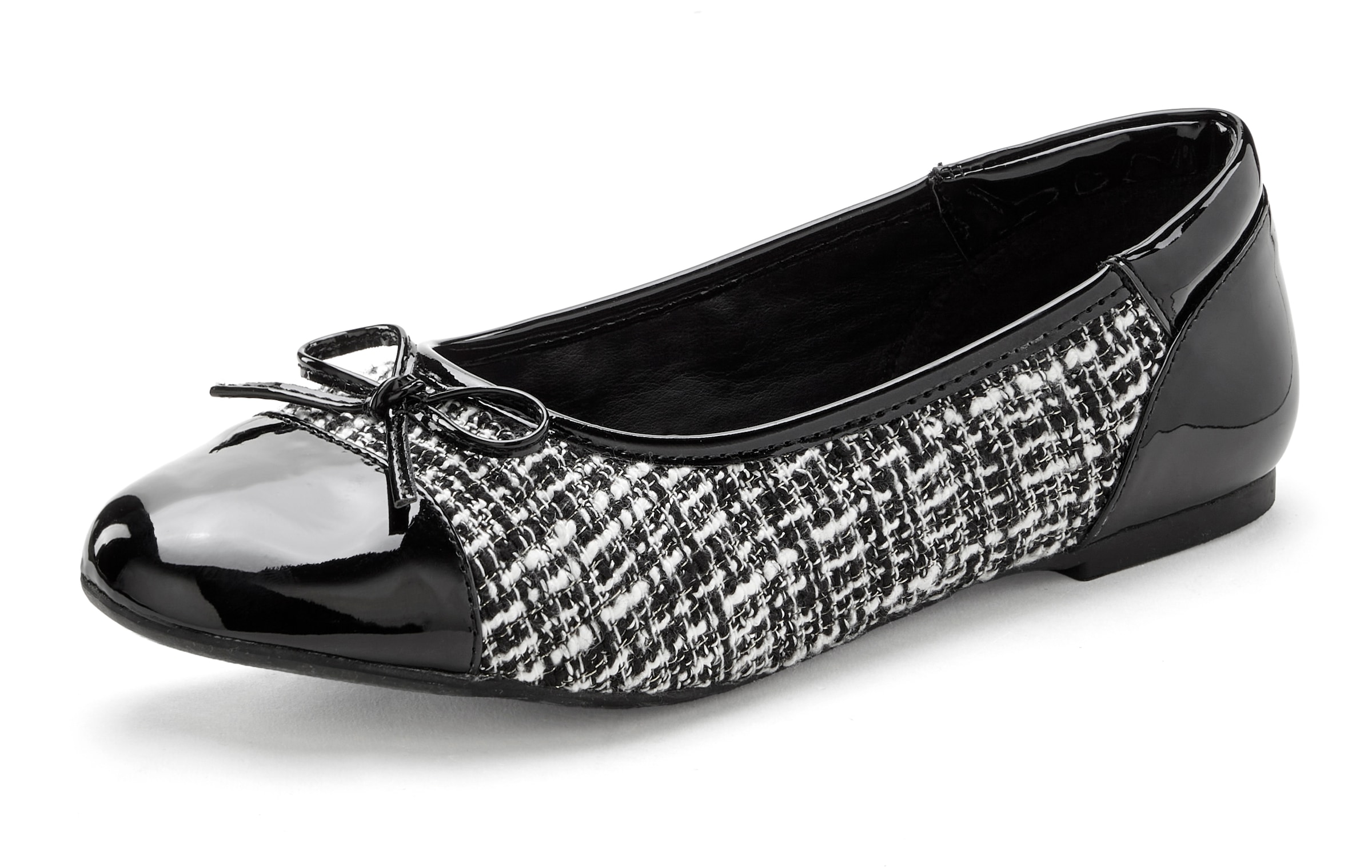 LASCANA Ballerina, in Hahnentritt-Optik, Freizeitschuh, Slipper, Halbschuh VEGAN