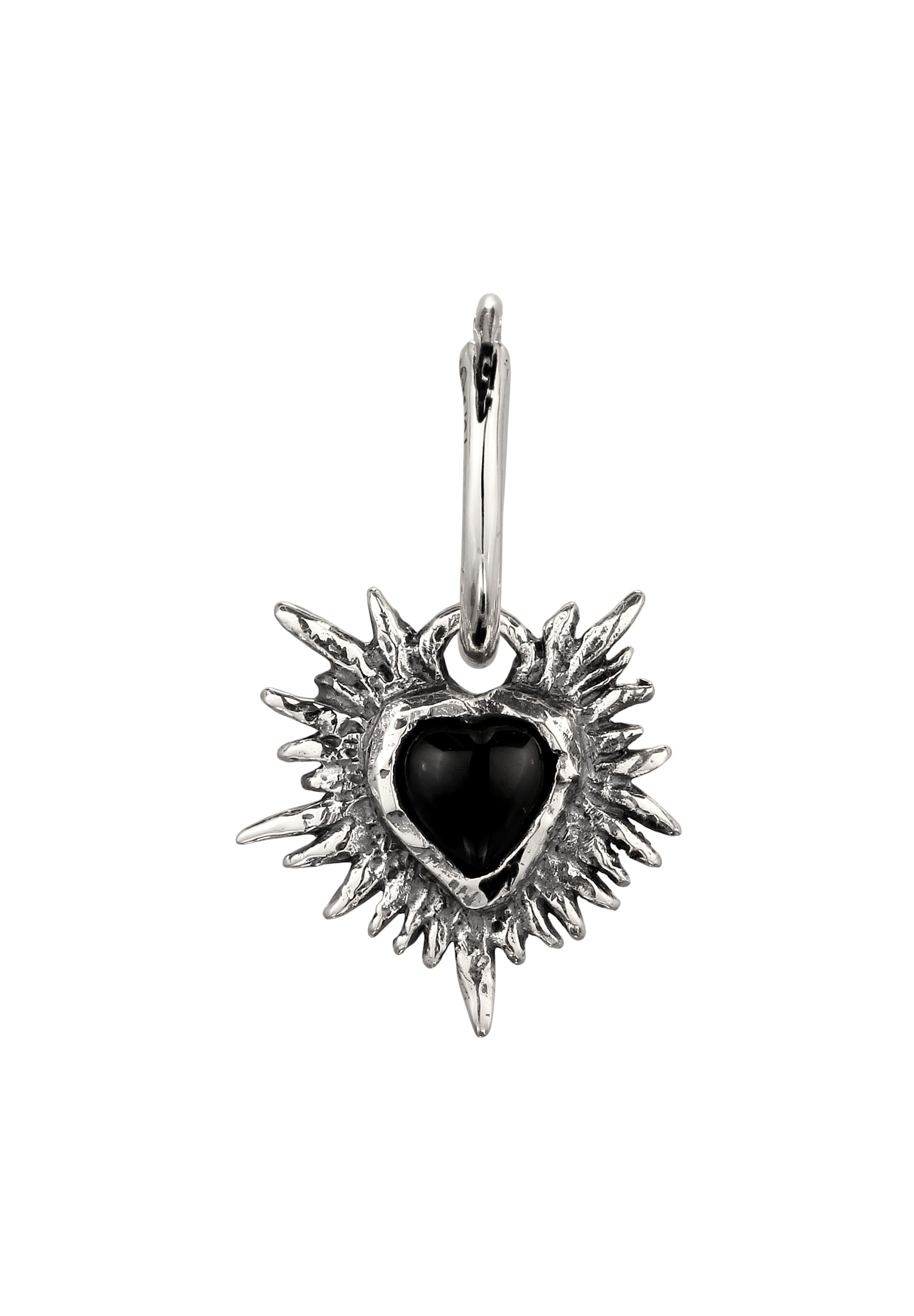 HAZE & GLORY Paar Creolen »Ohrringe Creole Herz Onyx Schwarz 925 Sterling Silber«