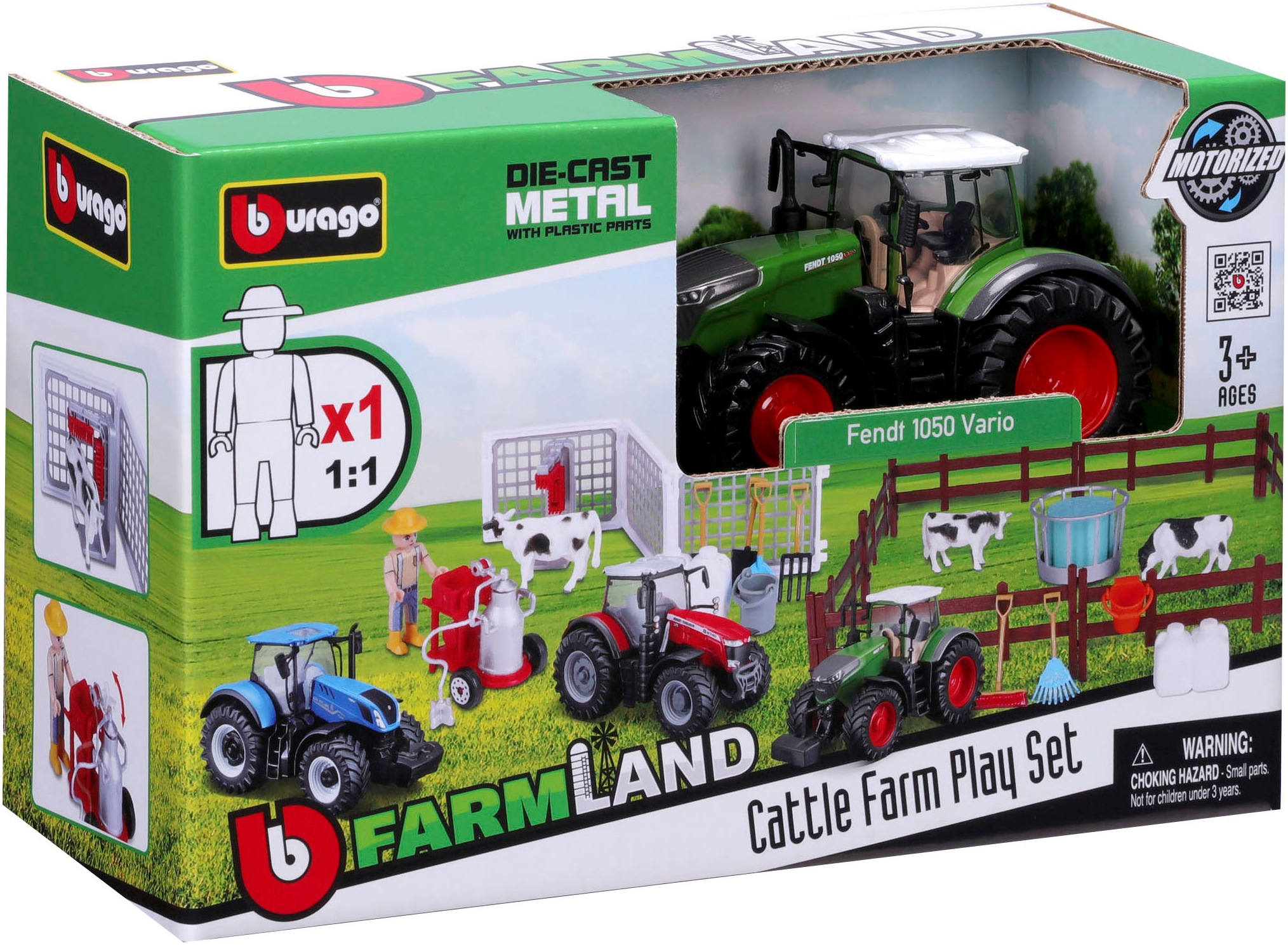 Bburago Spielwelt »Farmland FENDT Kuhweide«, inklusive Traktor