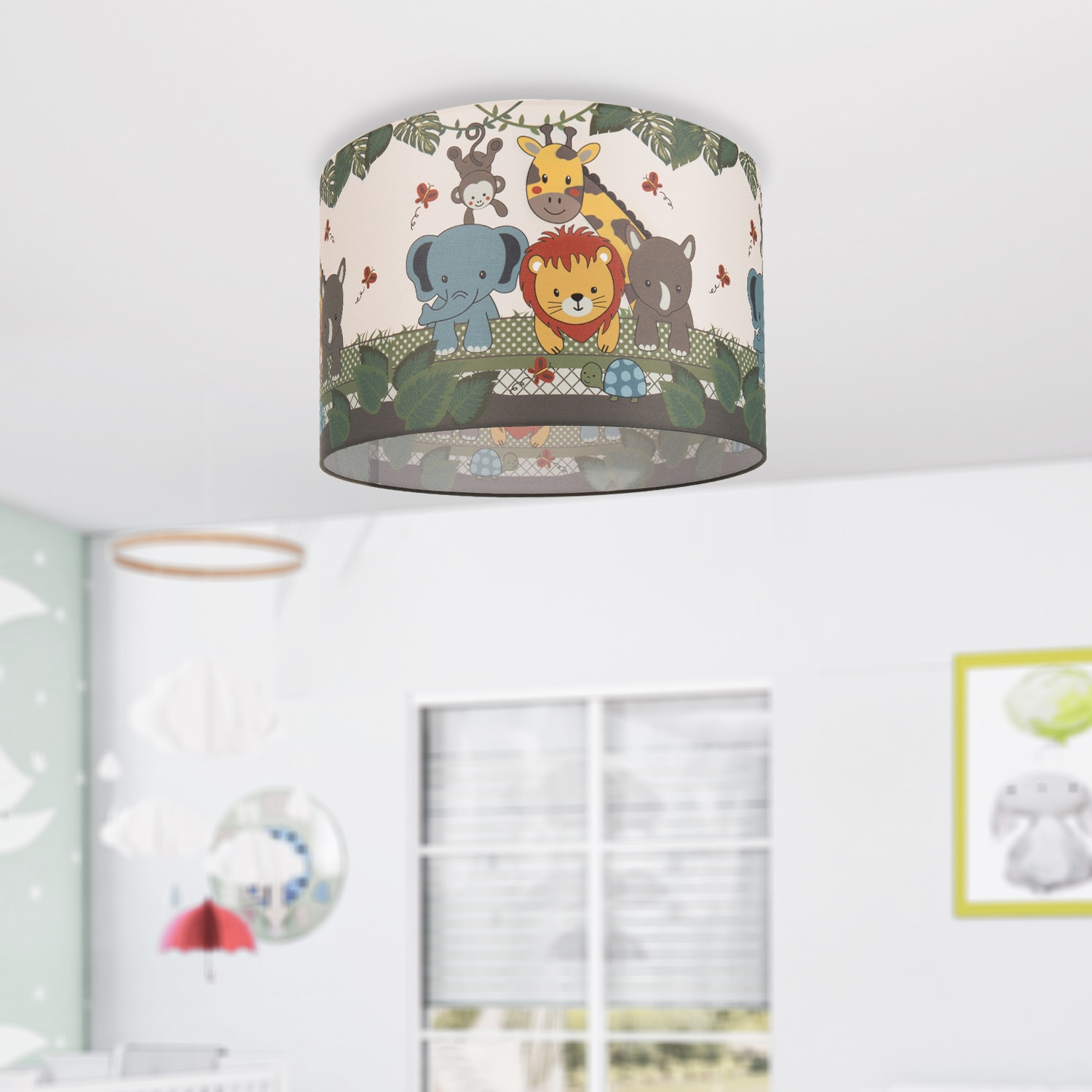 Paco Home Deckenleuchte »Diamond 634«, 1 flammig-flammig, Kinderlampe Deckenlampe LED Kinderzimmer, Dschungel-Tiere, E27