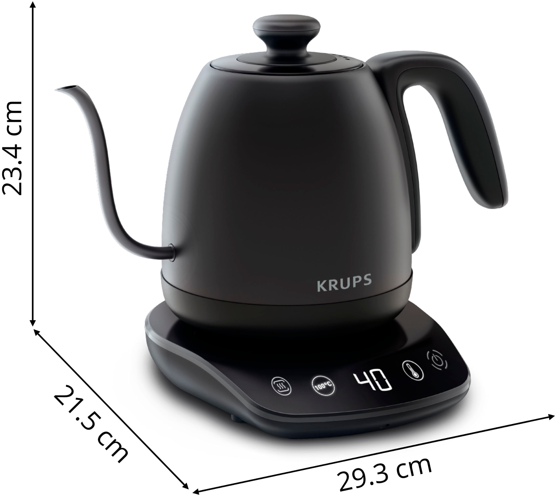 Krups Wasserkocher »BW9238 Café Control Gooseneck«, 1 l, 1200 W, Schwanenhals-Auslauf, 1 L, digitale Anzeige, 8 Einstellungen