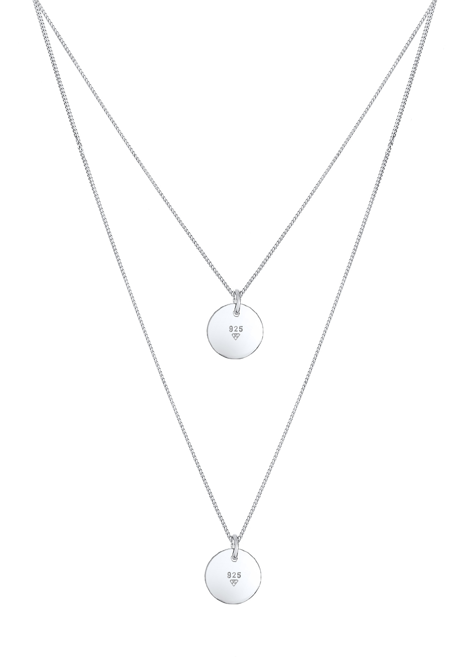Elli Silberkette »Halskette Layer Kette mit Kreis Plättchen 925 Silber«