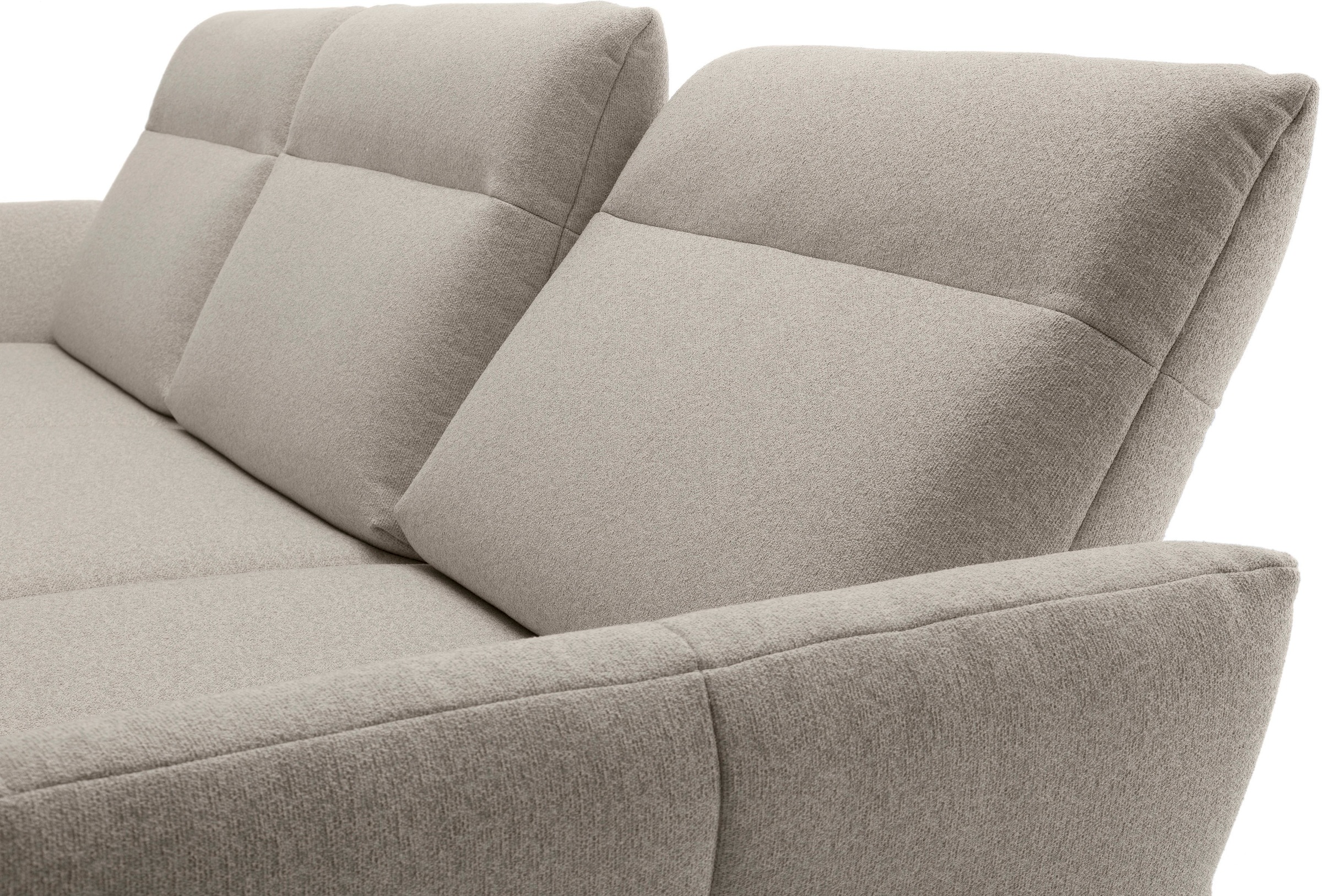 Creation BY ROLF BENZ Ecksofa »CR.460«, Sockel in Nussbaum, Winkelfüße in Umbragrau, Breite 338 cm