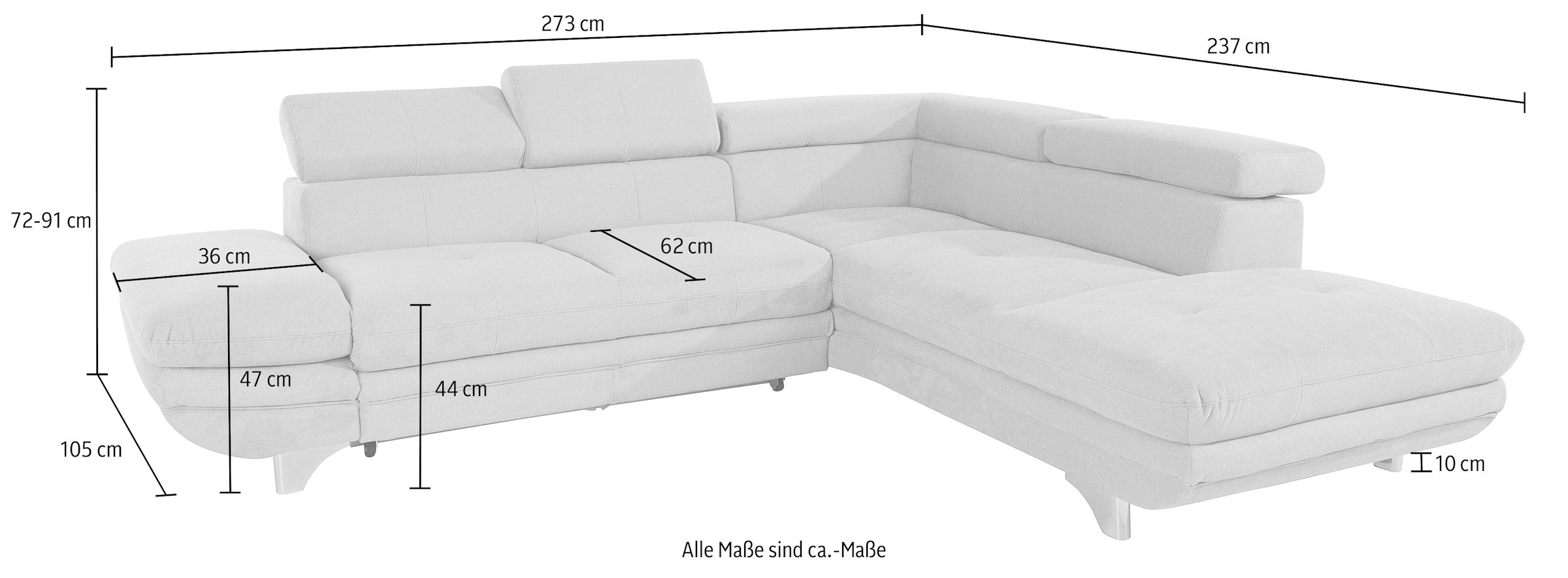 COTTA Ecksofa »Enterprise L-Form«, inklusive Kopf- und Armteilverstellung, wahlweise mit Bettfunktion