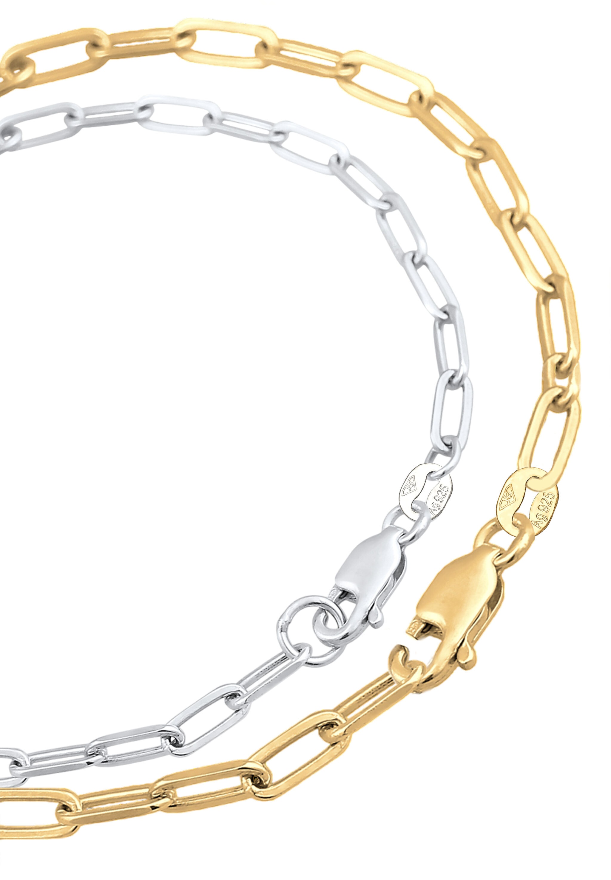 Elli Ohrring und Ketten Set »Schmuckset Halskette Armband Bicolor 925 Sterling Silber vergoldet«
