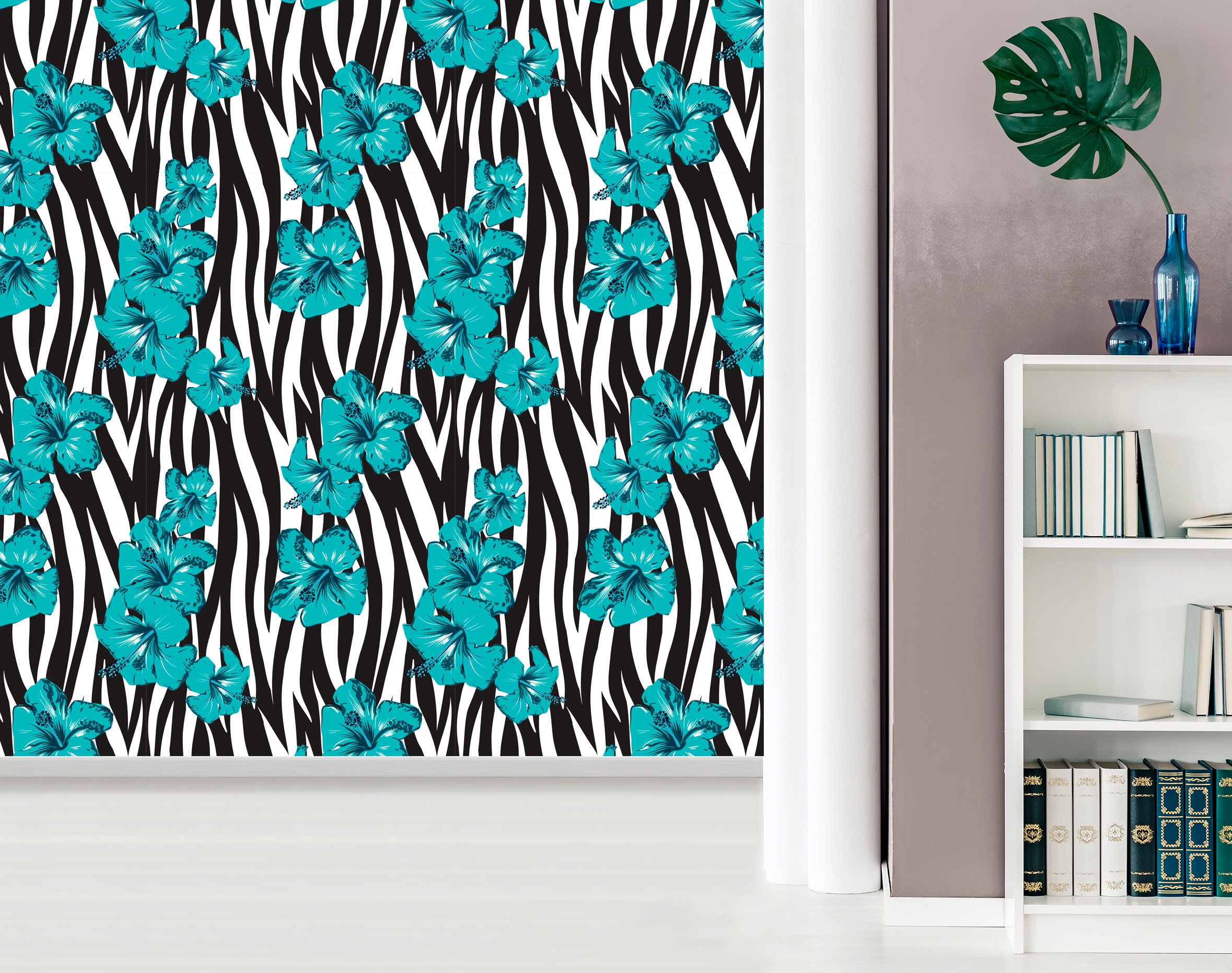 queence Vinyltapete »Jaime« Motiv | bedruckt | botanisch | floral | gemustert | natürlich glatt 90x250cm, selbstklebend, kinderleichte Anbringung, , Sticker