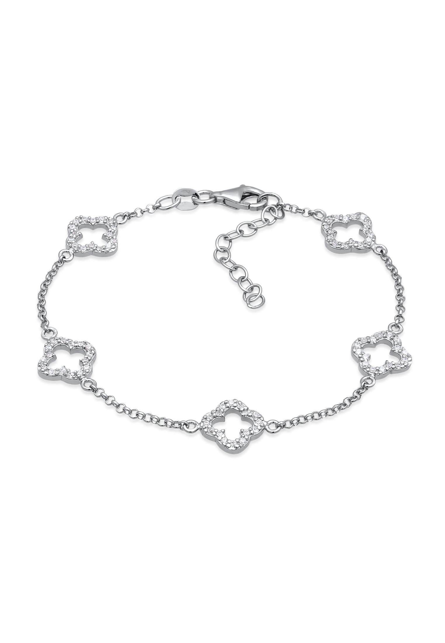 Elli Armkette »Armband Kleeblatt Zirkonia Weiß 925 Sterling Silber«