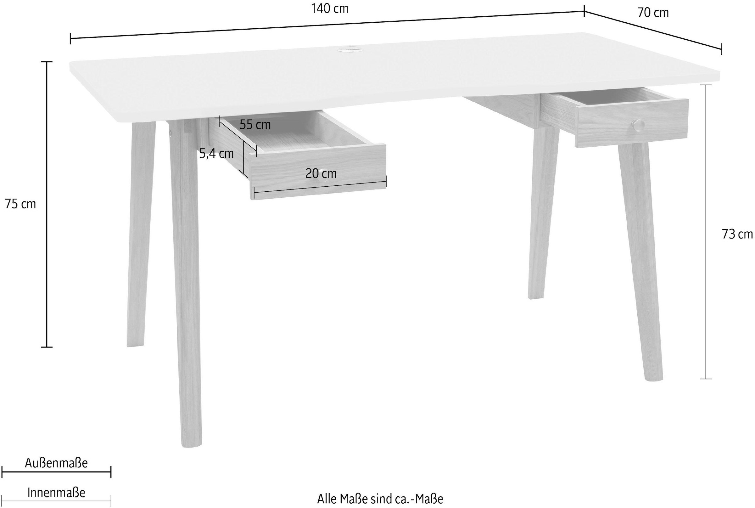Woodman Schreibtisch »Peer«, im skandinavian Design, Tischbeine aus massiver Eiche