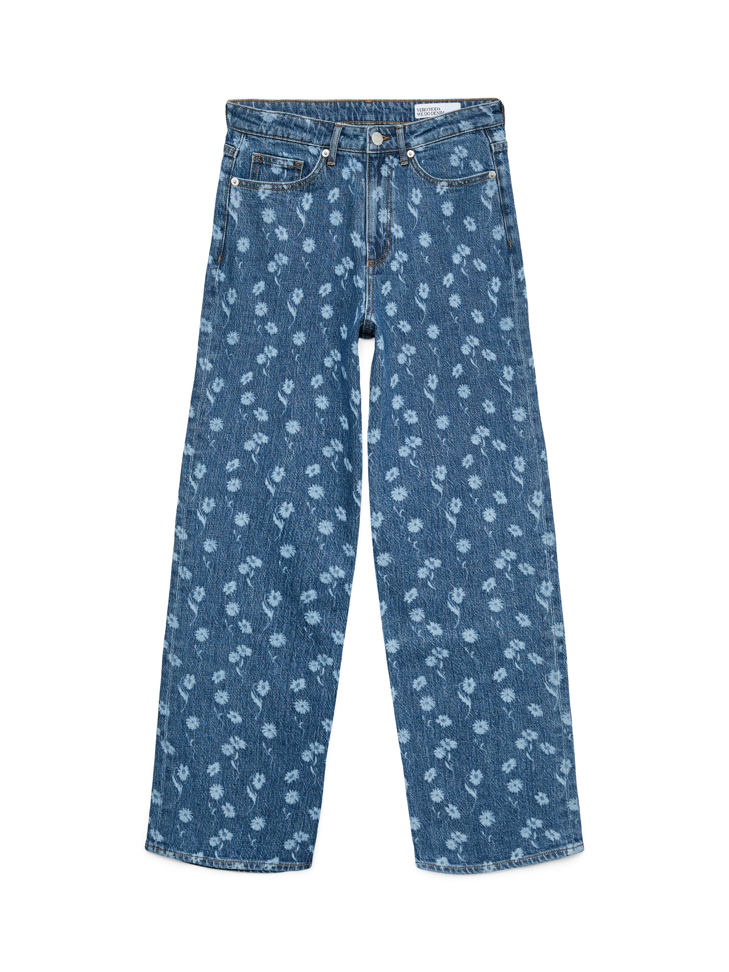 Vero Moda Straight-Jeans »VMTESSA HR WIDE FLOWER DENIM JEANS RA380« mit Blumenmuster