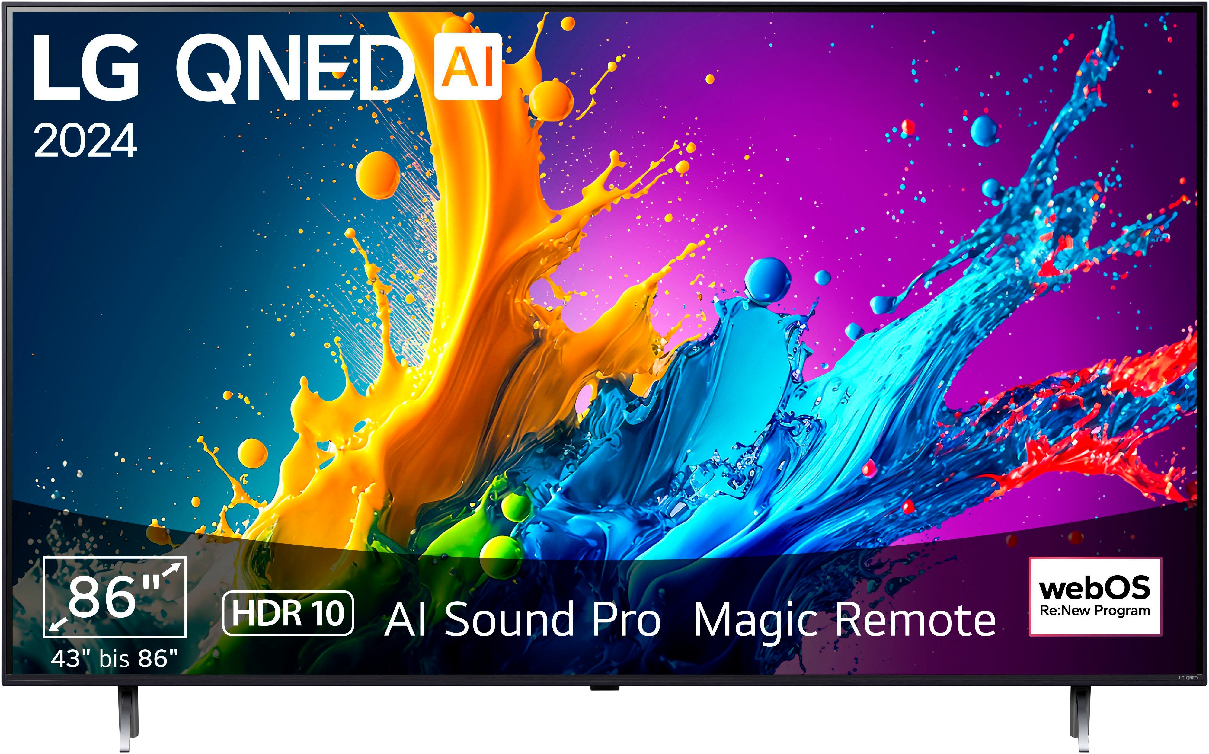 Lg QNED-Fernseher »86QNED80T6A« 217 cm/86 ′′ Smart-TV in schwarz, Größe 86 ′′