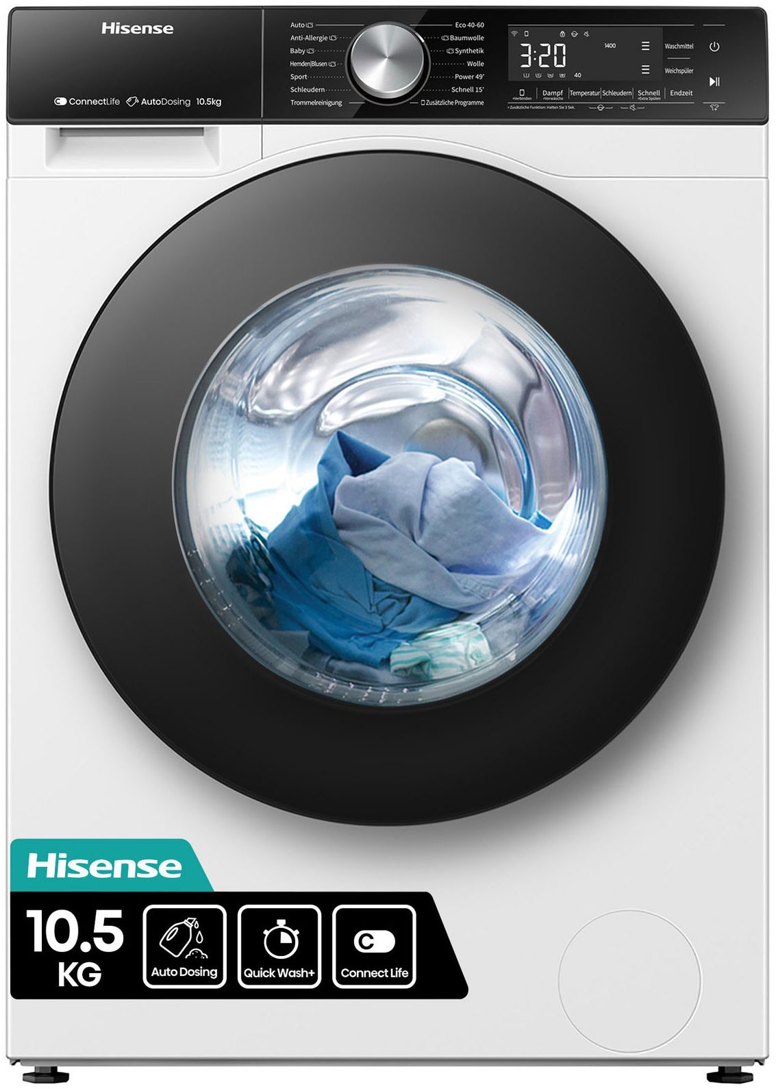 Hisense Waschmaschine »WF5S1045BW« 10,5 kg 1400 U/min AutoDosing