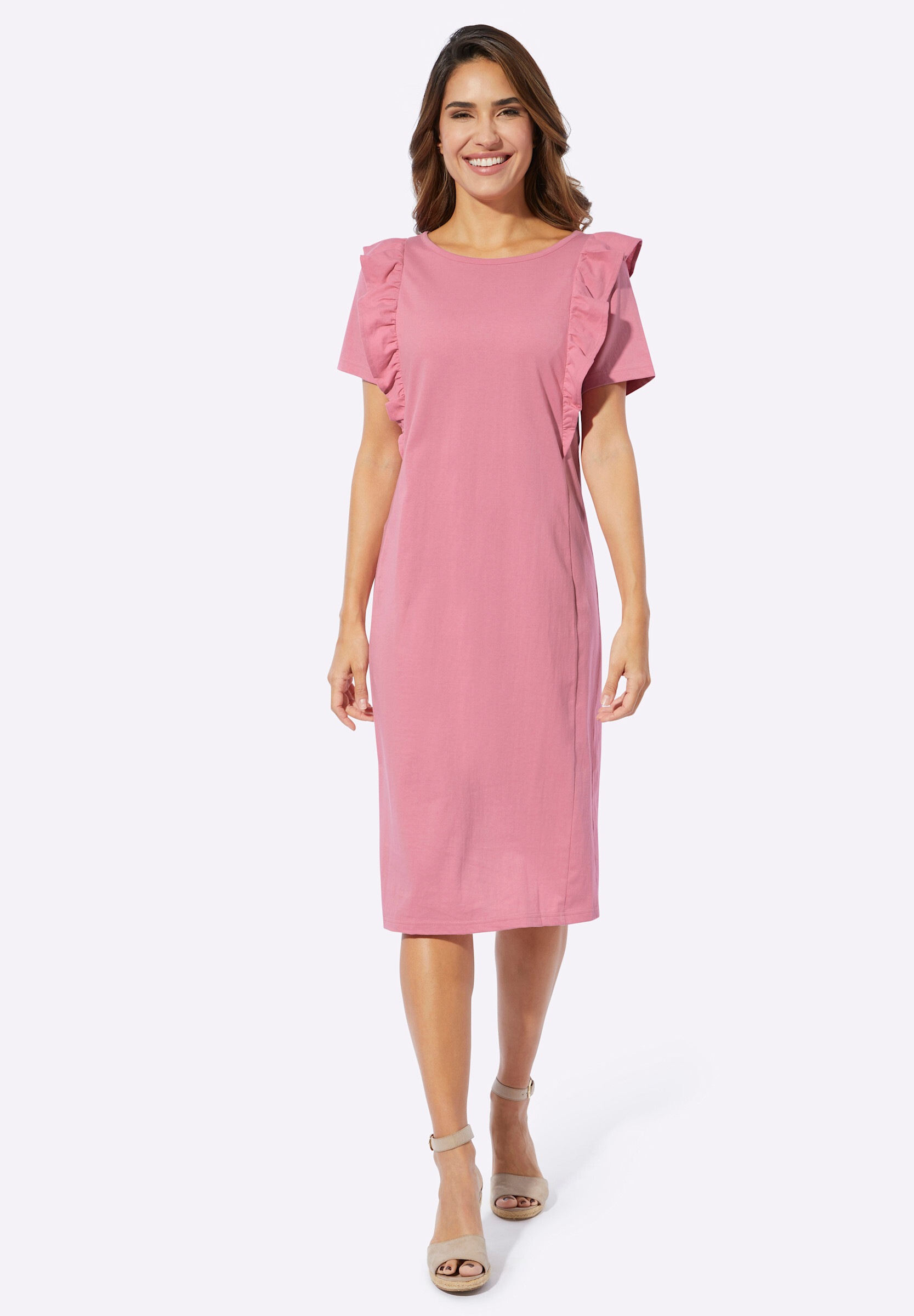 Sieh an! Shirtkleid »Jersey-Kleid Jerseykleid mit Volants« Ohne Taschen