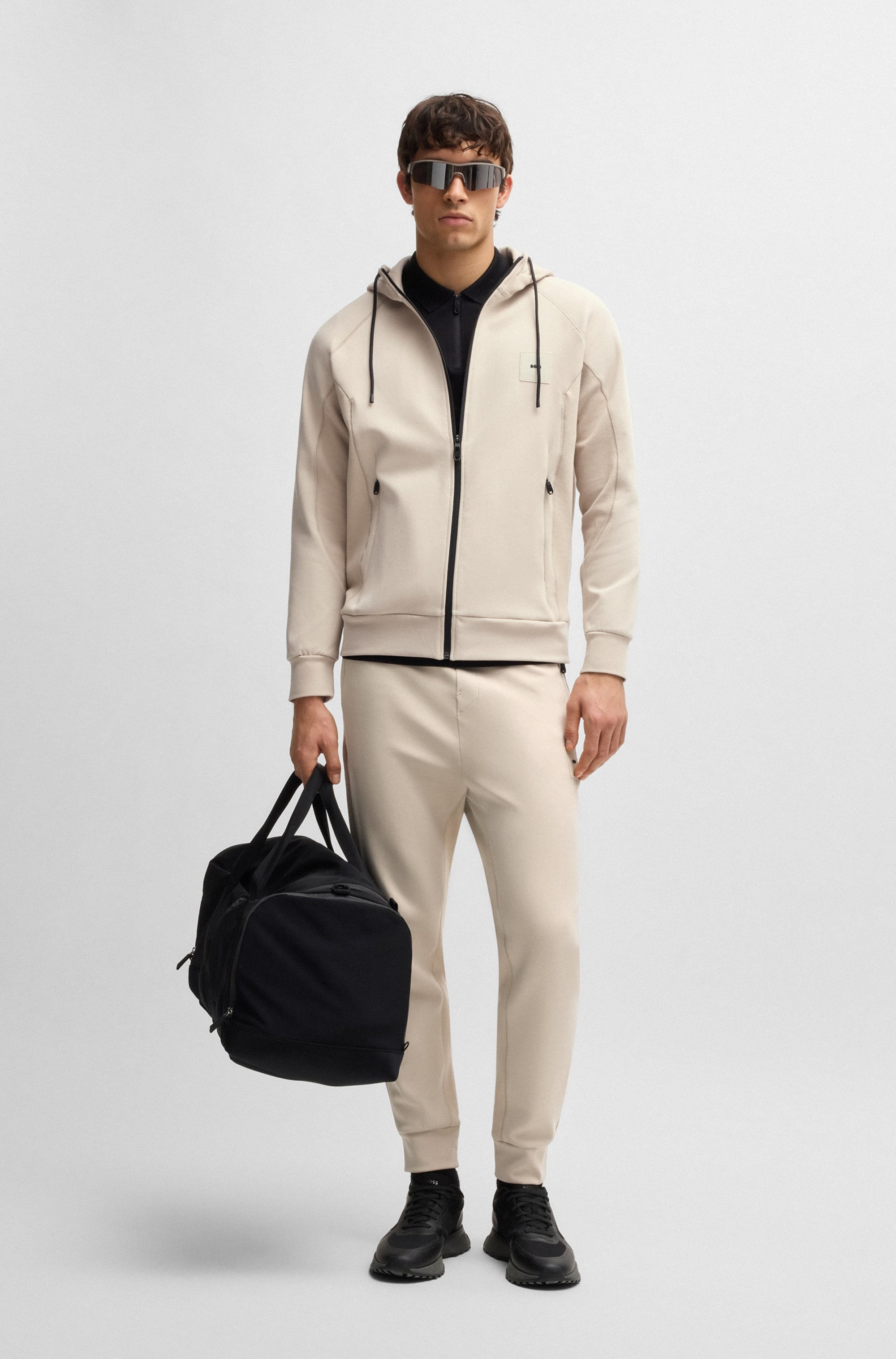 BOSS GREEN Sweatjacke »Saggy Rib«, mit tonigen Einsätzen