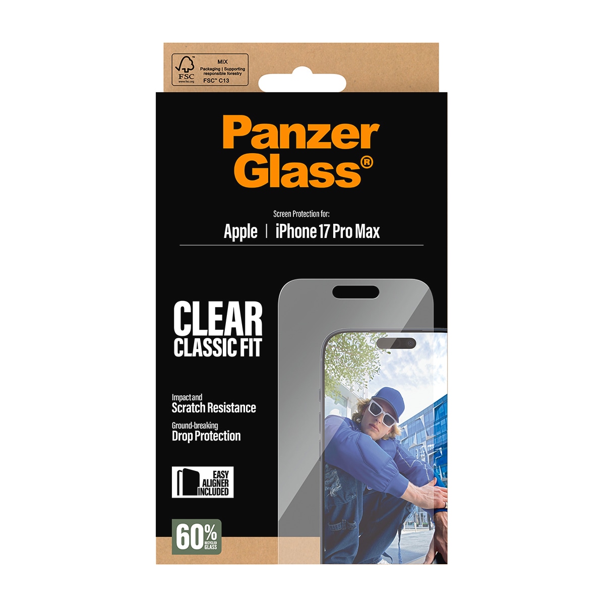 CARE by PanzerGlass Displayschutzglas »Classic Fit Screen Protector« für Apple iPhone 17 Pro Max Displayschutzfolie, Schutzfolie, Bildschirmschutz, kratz- & stoßfest