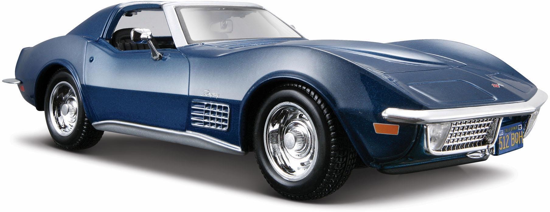 Sammlerauto »Chevrolet Corvette '70, 1:24, blau«, 1:24, aus Metallspritzguss